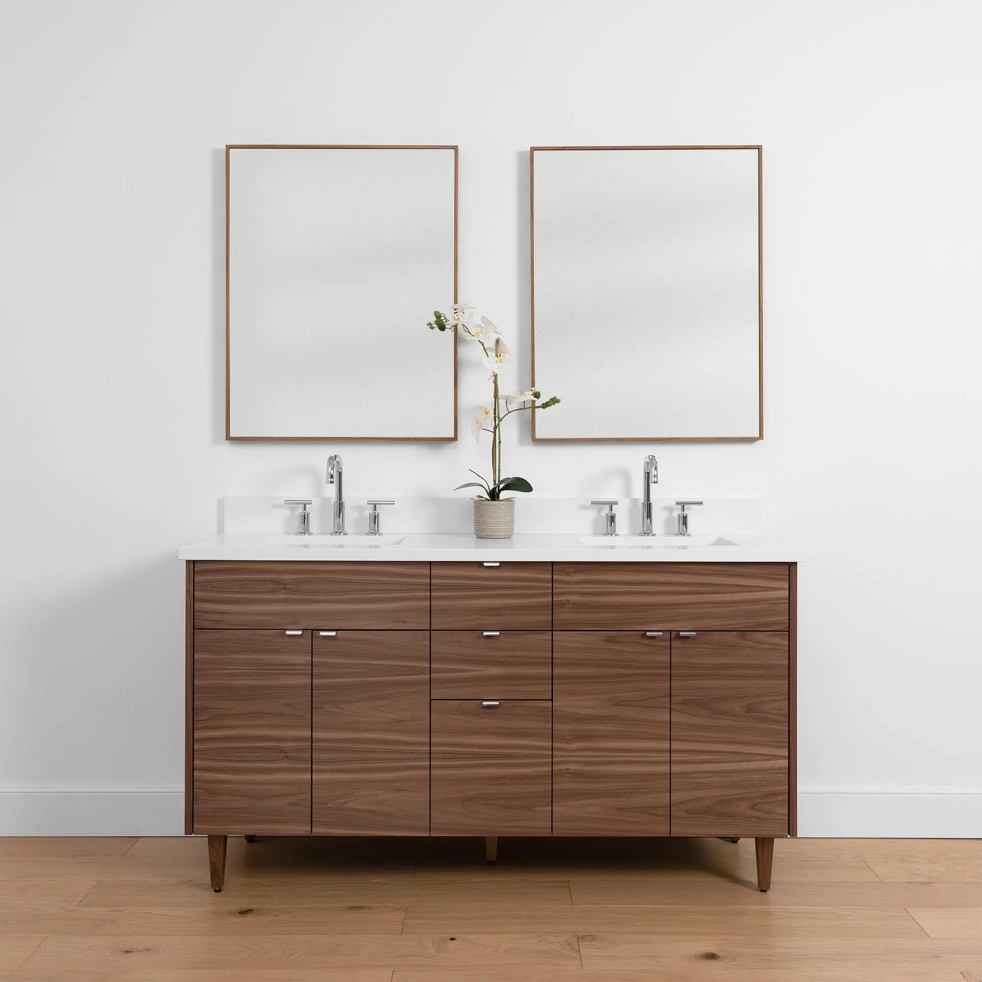 Austin SLIM 60" American Black Walnut Bathroom Vanity, Double Sink - Image 15