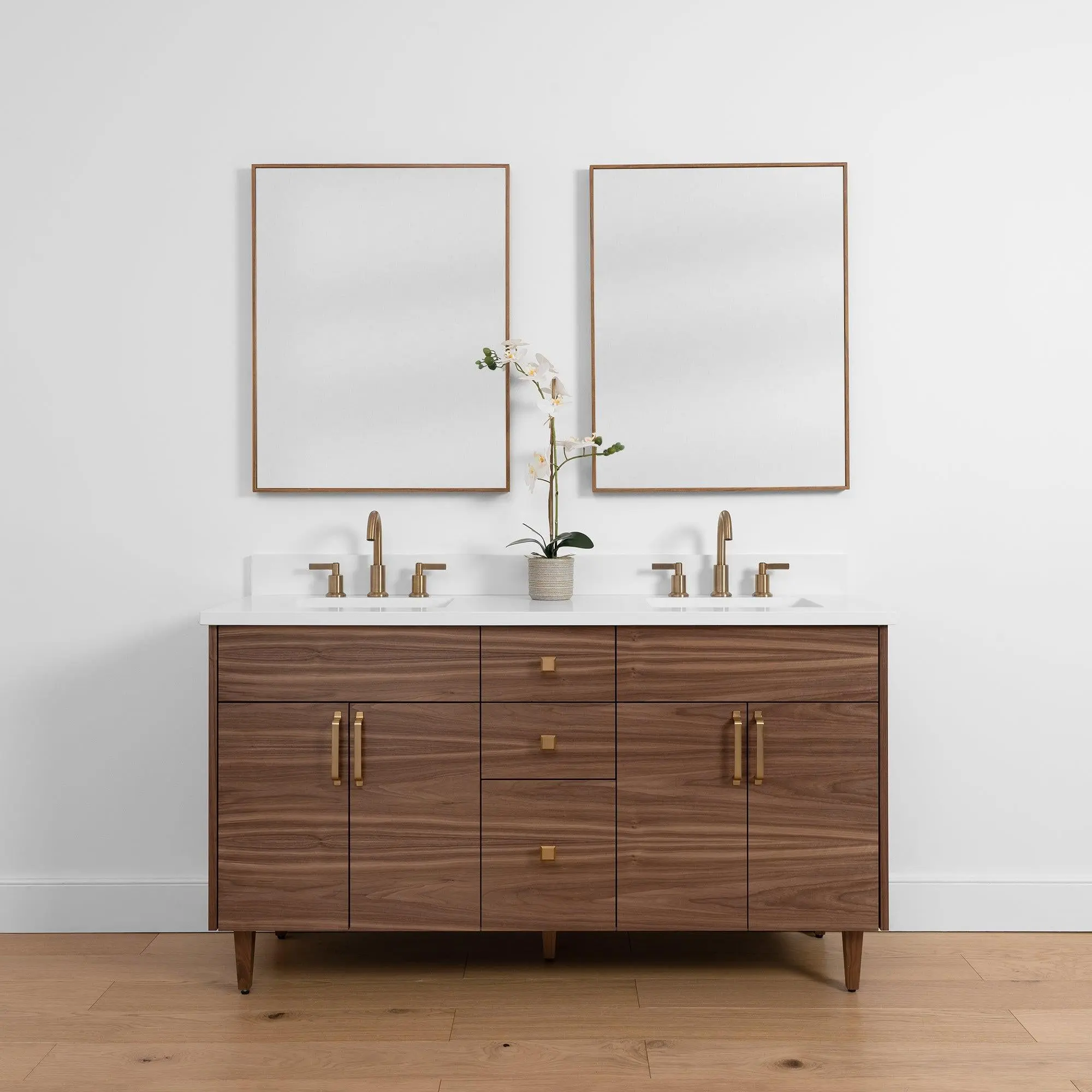 Austin SLIM 60" American Black Walnut Bathroom Vanity, Double Sink - Image 16
