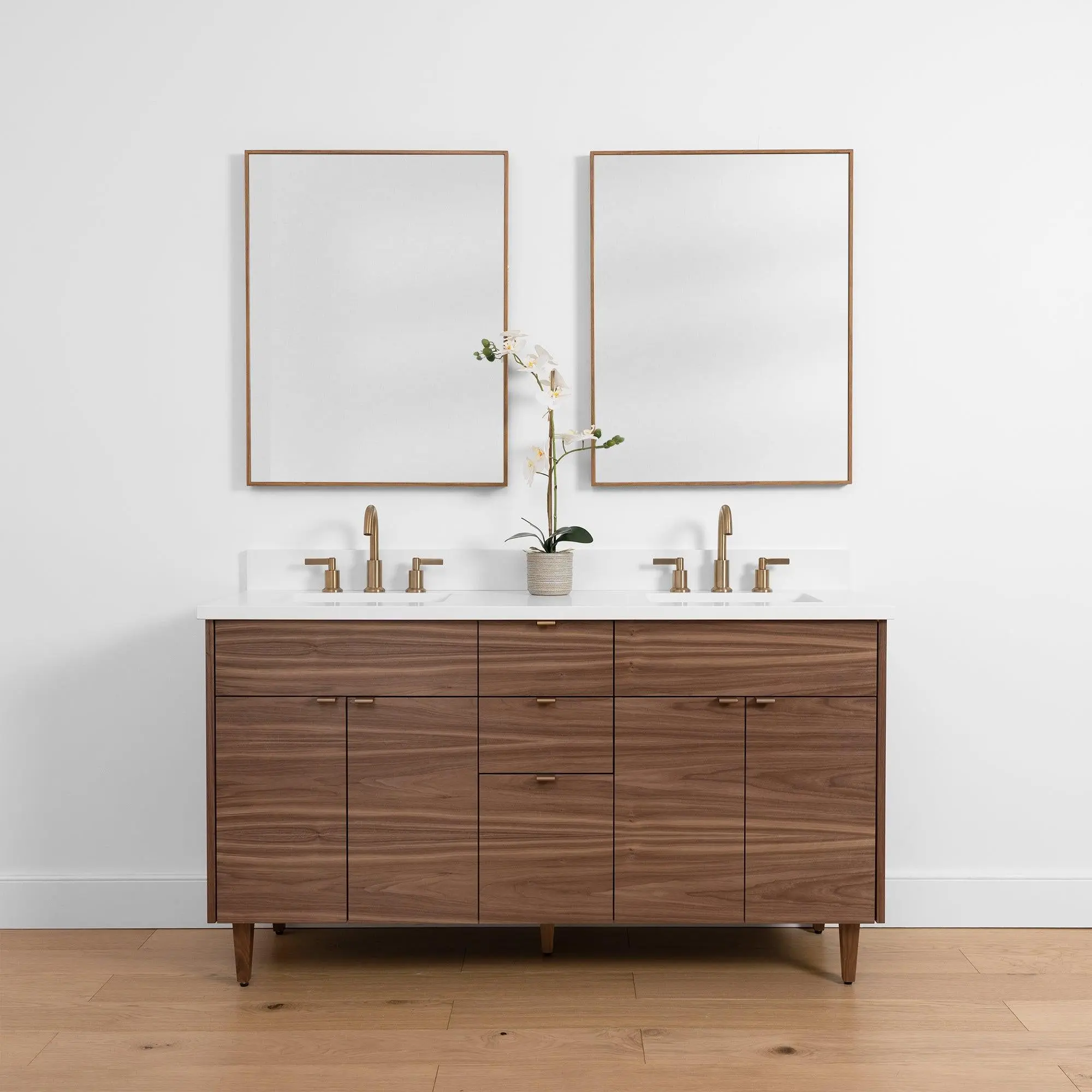 Austin SLIM 60" American Black Walnut Bathroom Vanity, Double Sink - Image 2