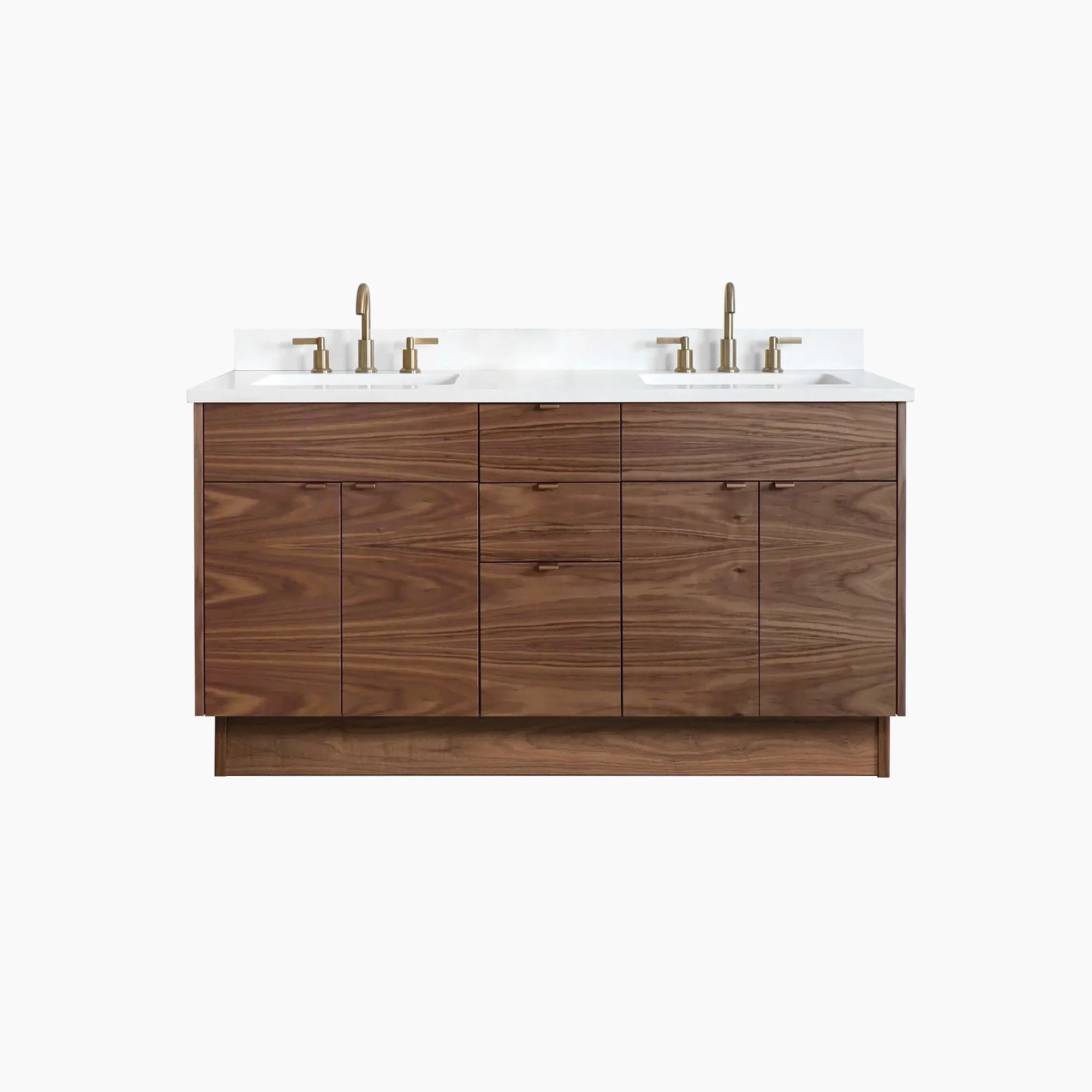 Austin 60" American Black Walnut Bathroom Vanity, Double Sink - Image 14