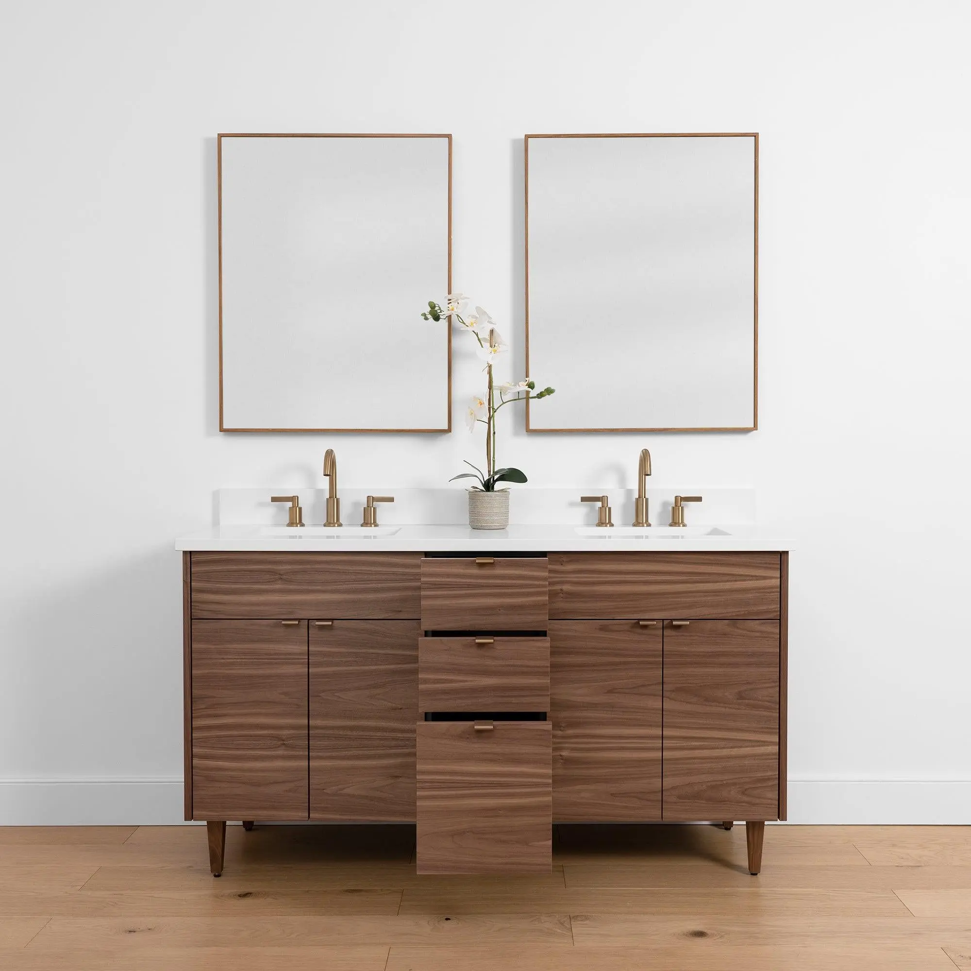 Austin SLIM 60" American Black Walnut Bathroom Vanity, Double Sink - Image 3