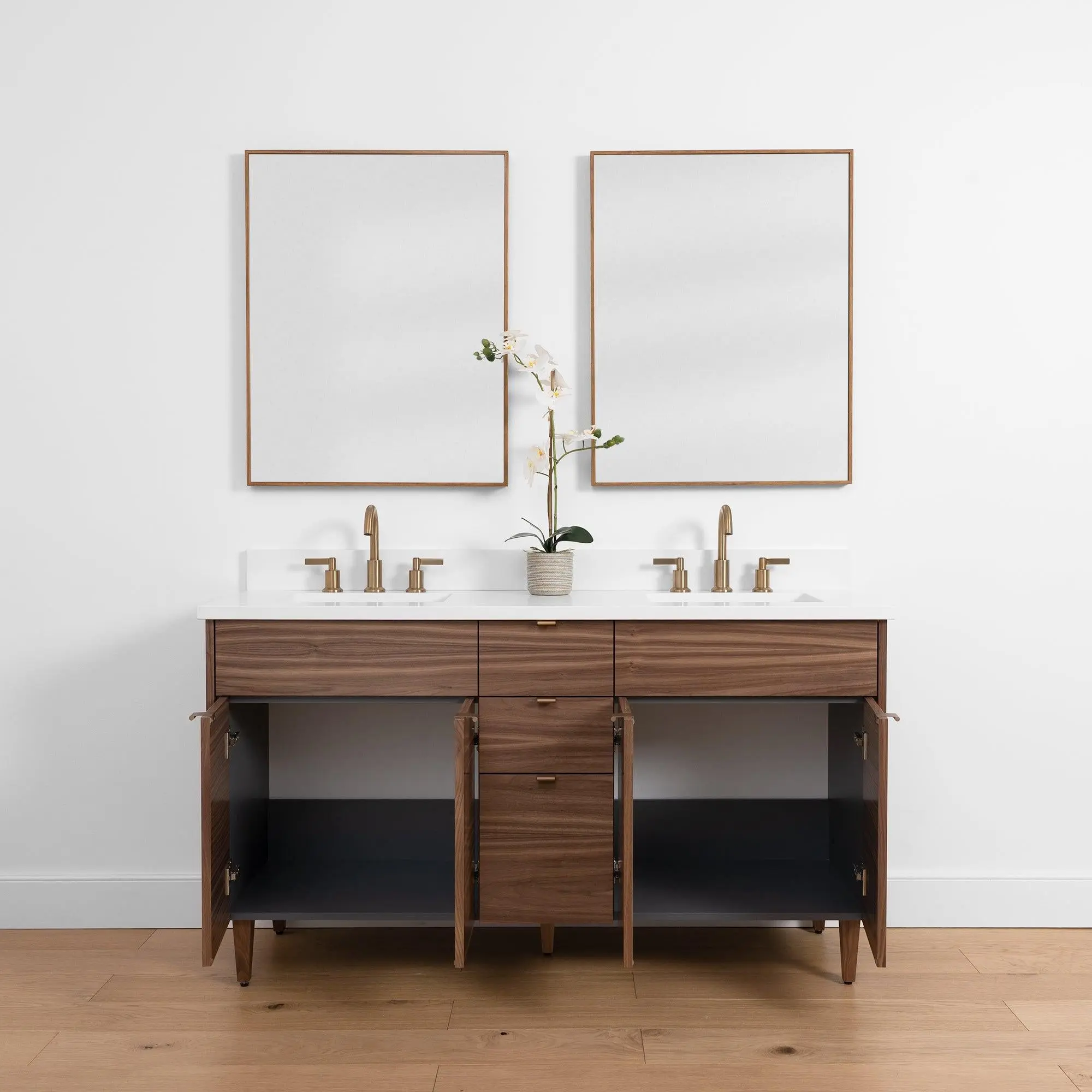 Austin SLIM 60" American Black Walnut Bathroom Vanity, Double Sink - Image 4