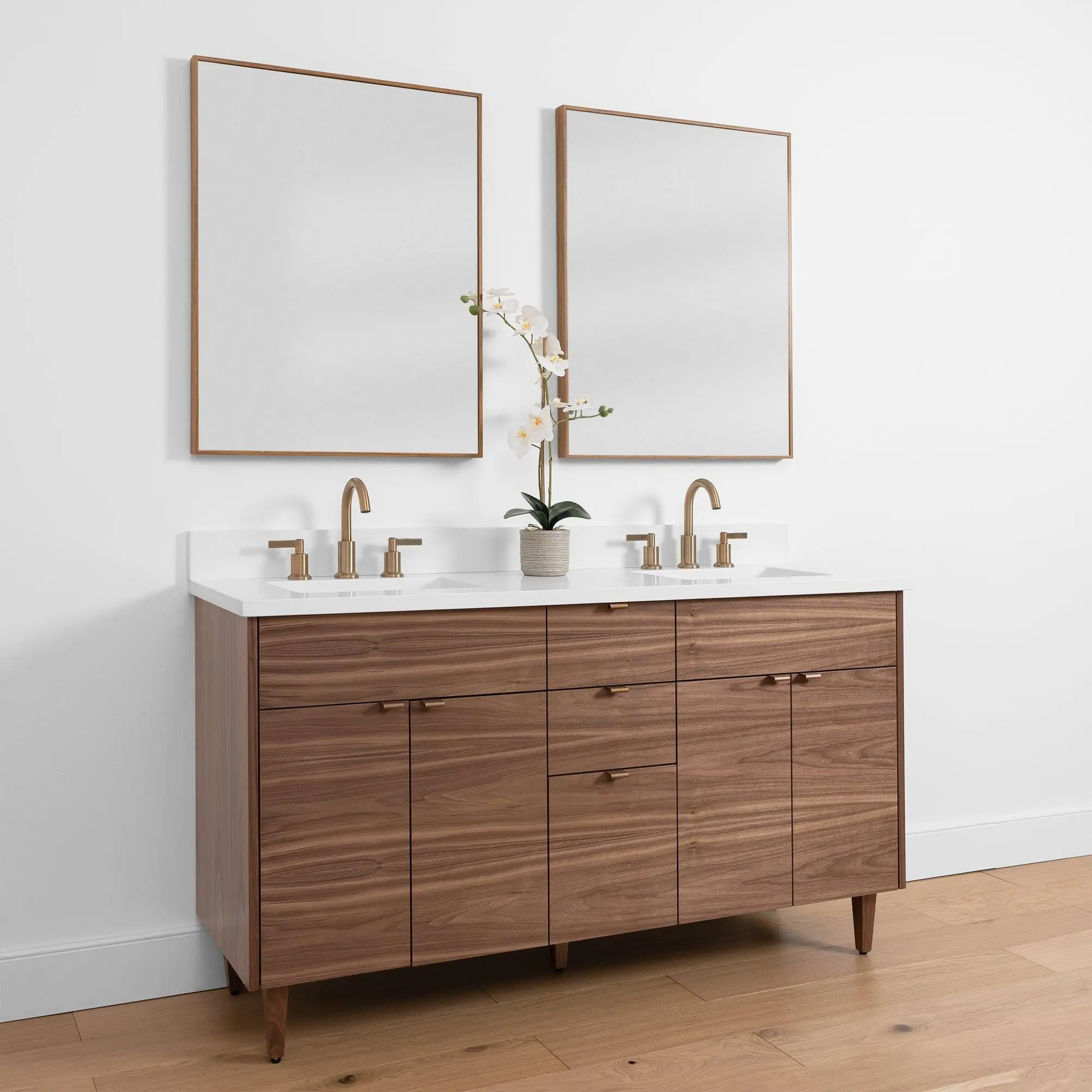 Austin SLIM 60" American Black Walnut Bathroom Vanity, Double Sink - Image 5