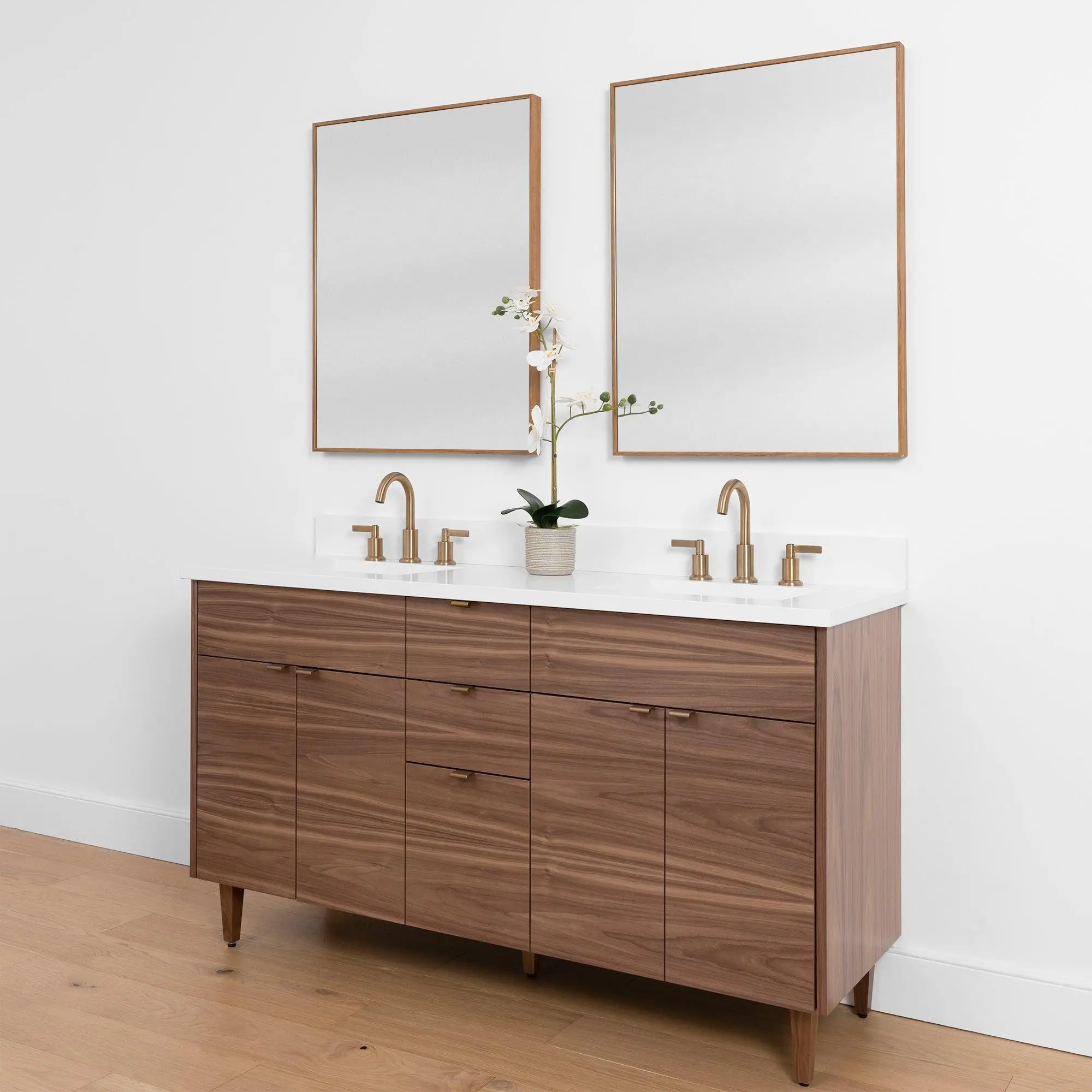 Austin SLIM 60" American Black Walnut Bathroom Vanity, Double Sink - Image 7