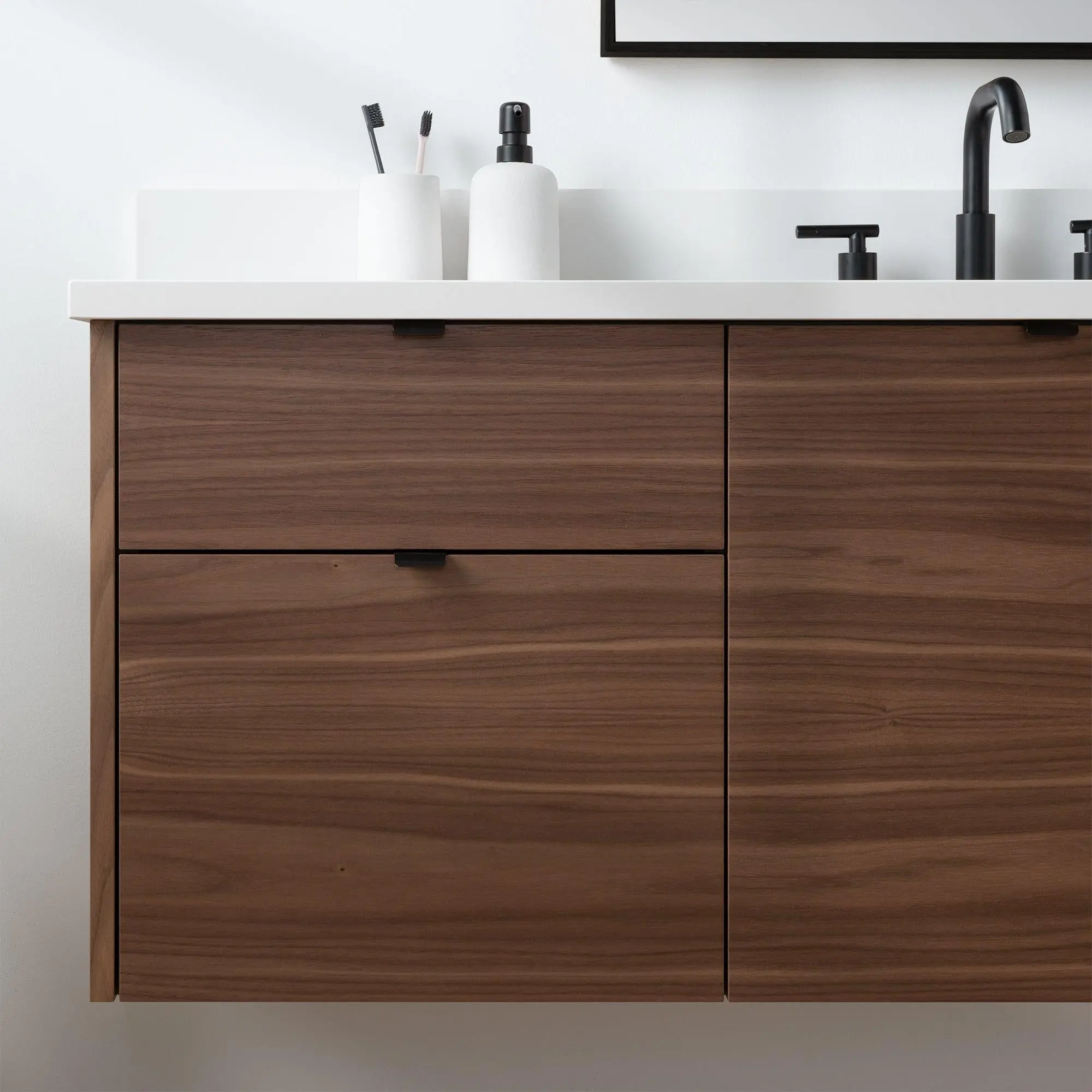 Austin SLIM 60" Wall Mount American Black Walnut Bathroom Vanity - Image 10