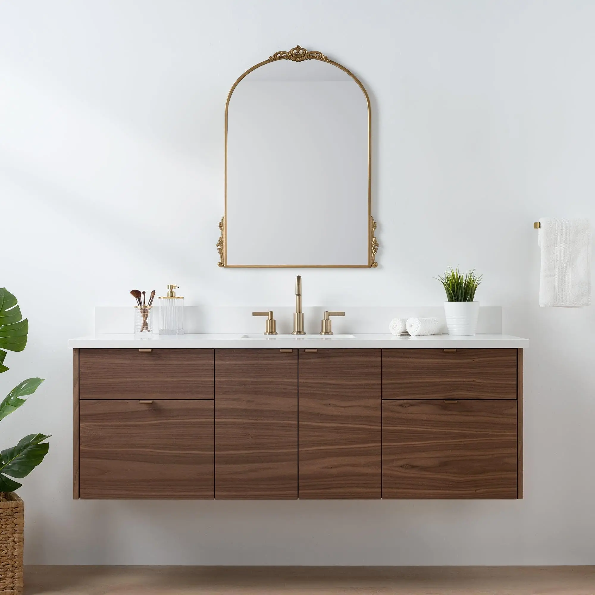 Austin SLIM 60" Wall Mount American Black Walnut Bathroom Vanity - Image 11