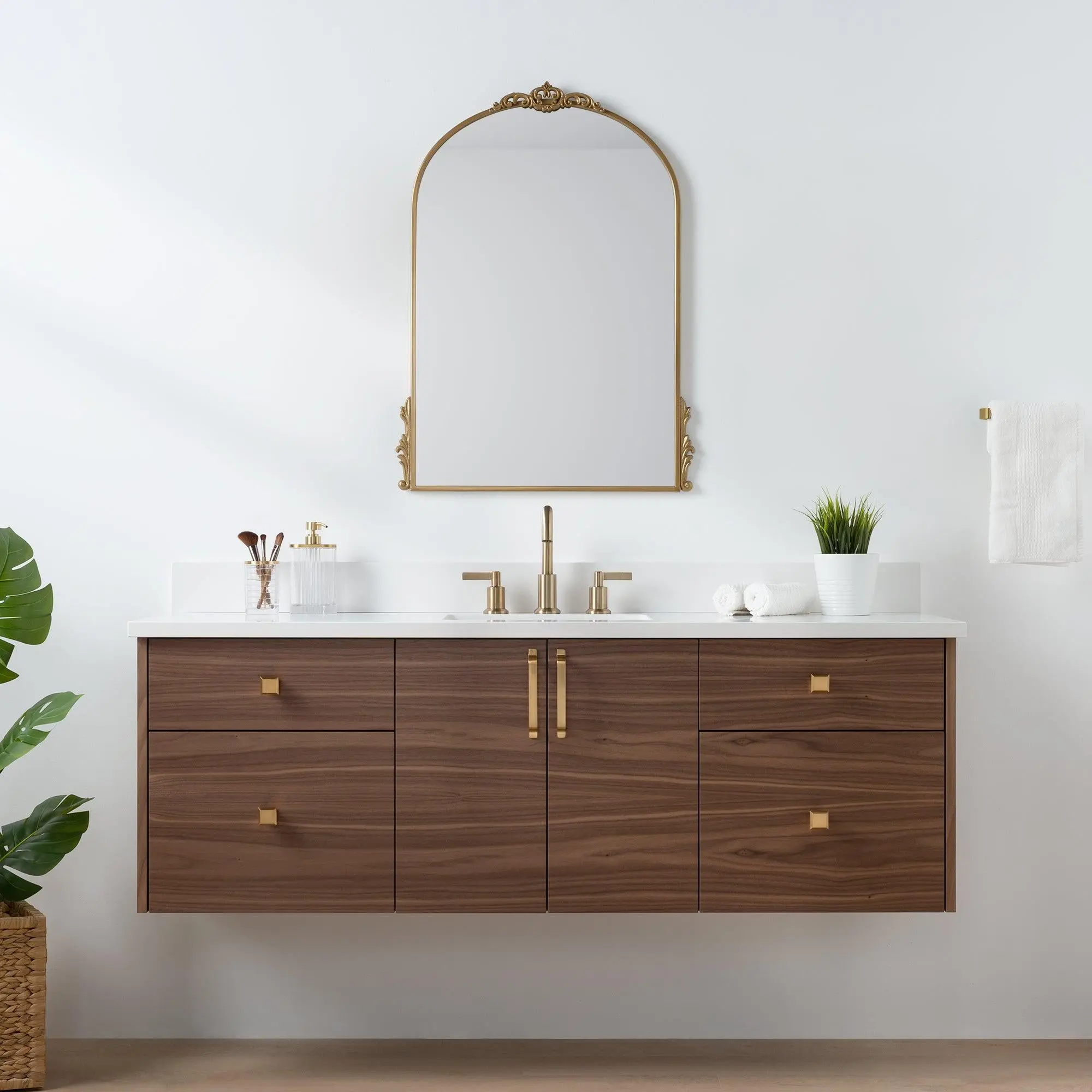 Austin SLIM 60" Wall Mount American Black Walnut Bathroom Vanity - Image 2