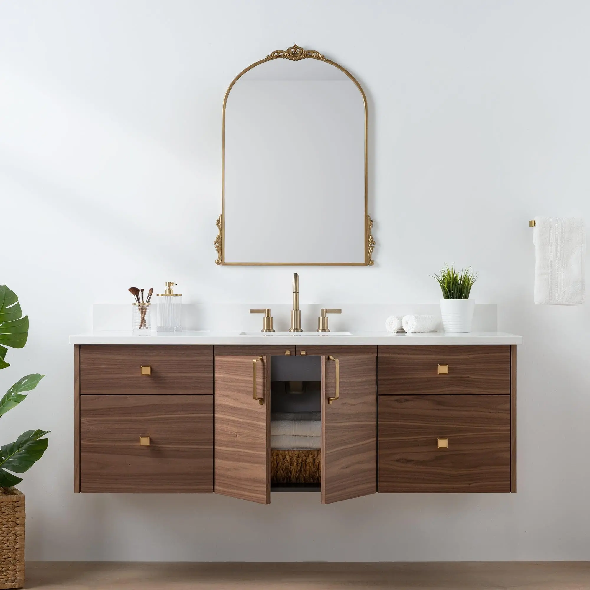 Austin SLIM 60" Wall Mount American Black Walnut Bathroom Vanity - Image 3
