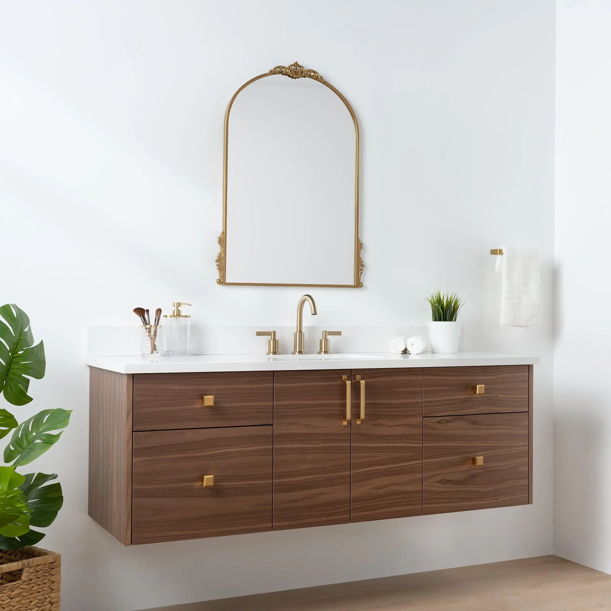 Austin SLIM 60" Wall Mount American Black Walnut Bathroom Vanity - Image 4