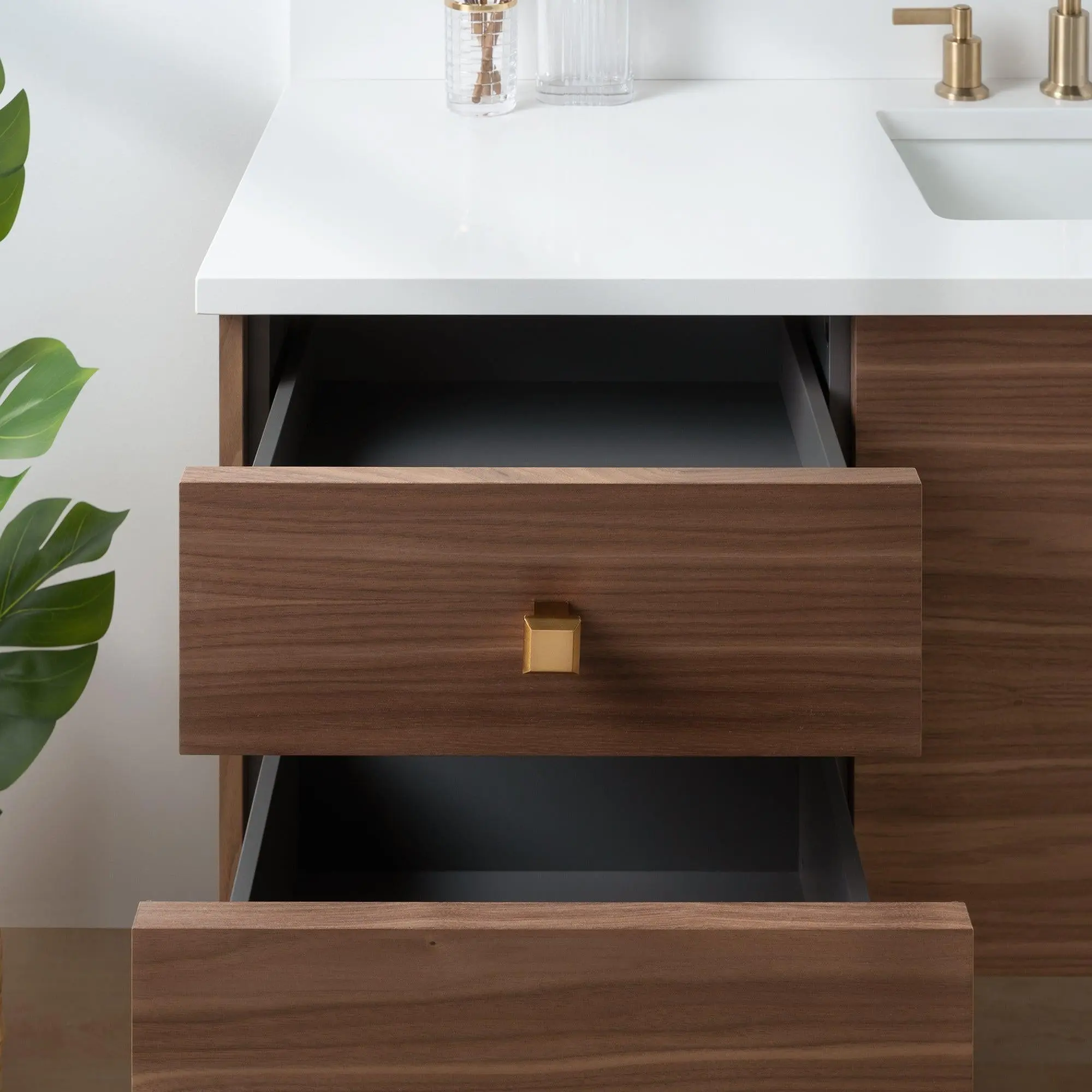 Austin SLIM 60" Wall Mount American Black Walnut Bathroom Vanity - Image 7