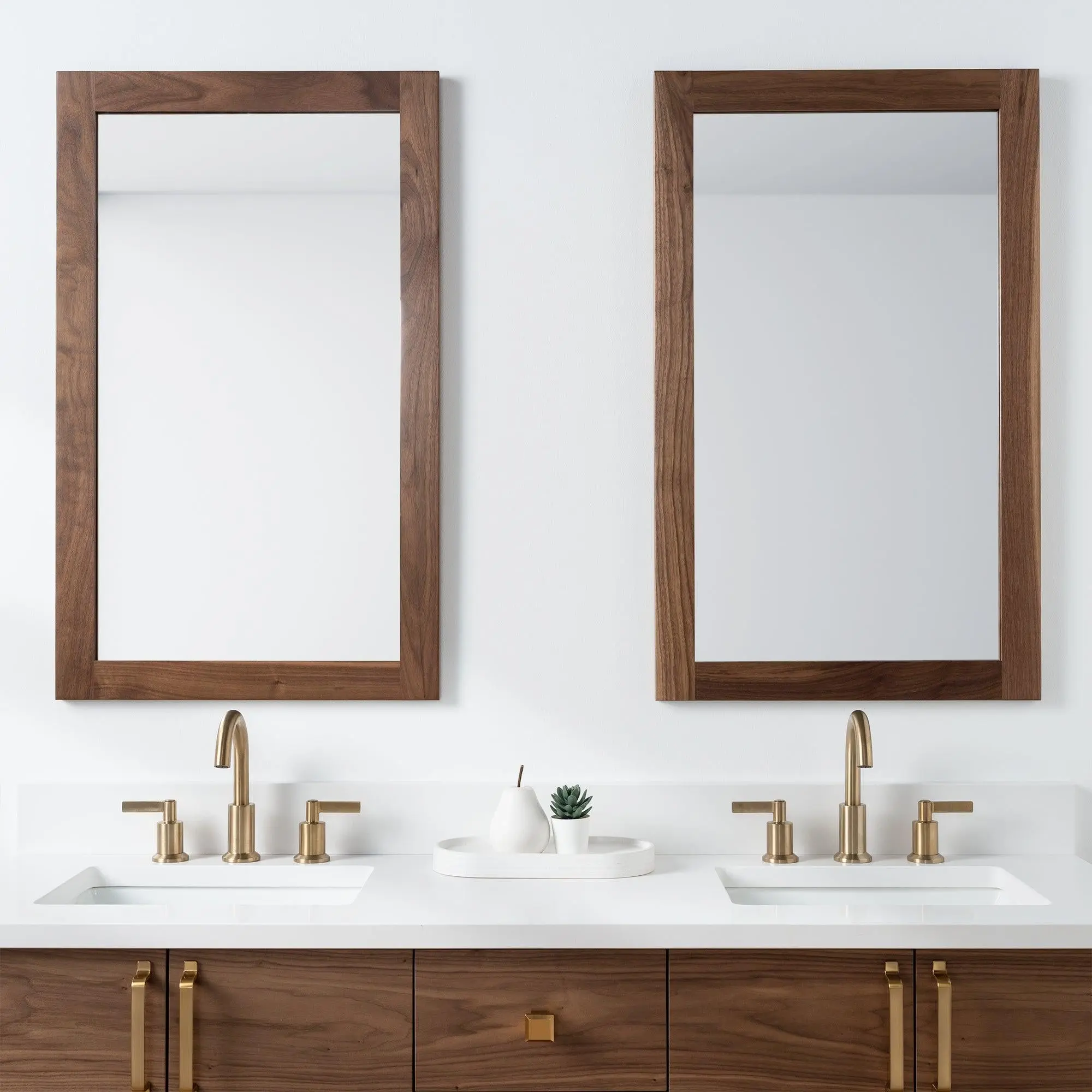 Austin SLIM 60" Wall Mount American Black Walnut Bathroom Vanity, Double Sink - Image 6
