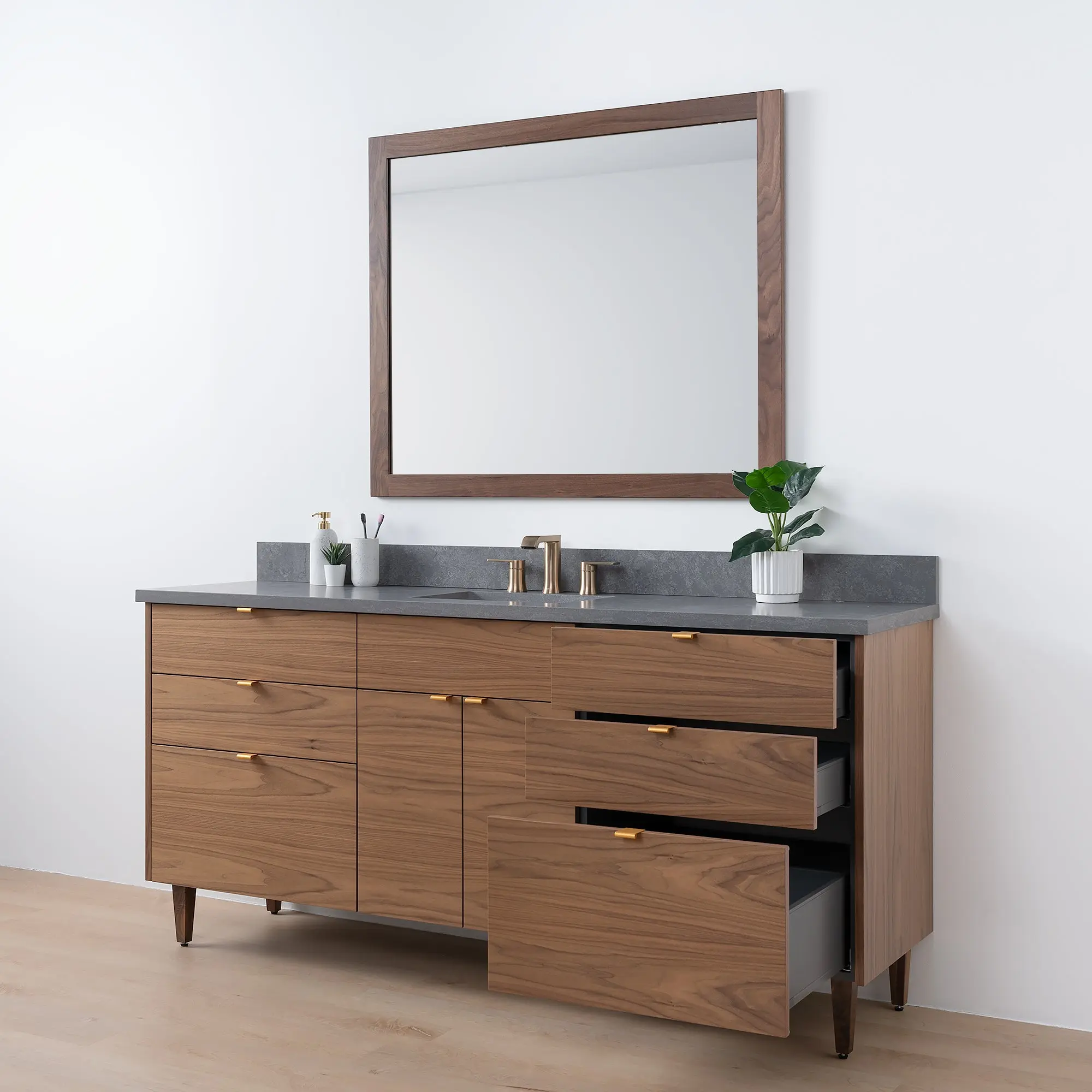 Austin SLIM 72" American Black Walnut Bathroom Vanity - Image 8