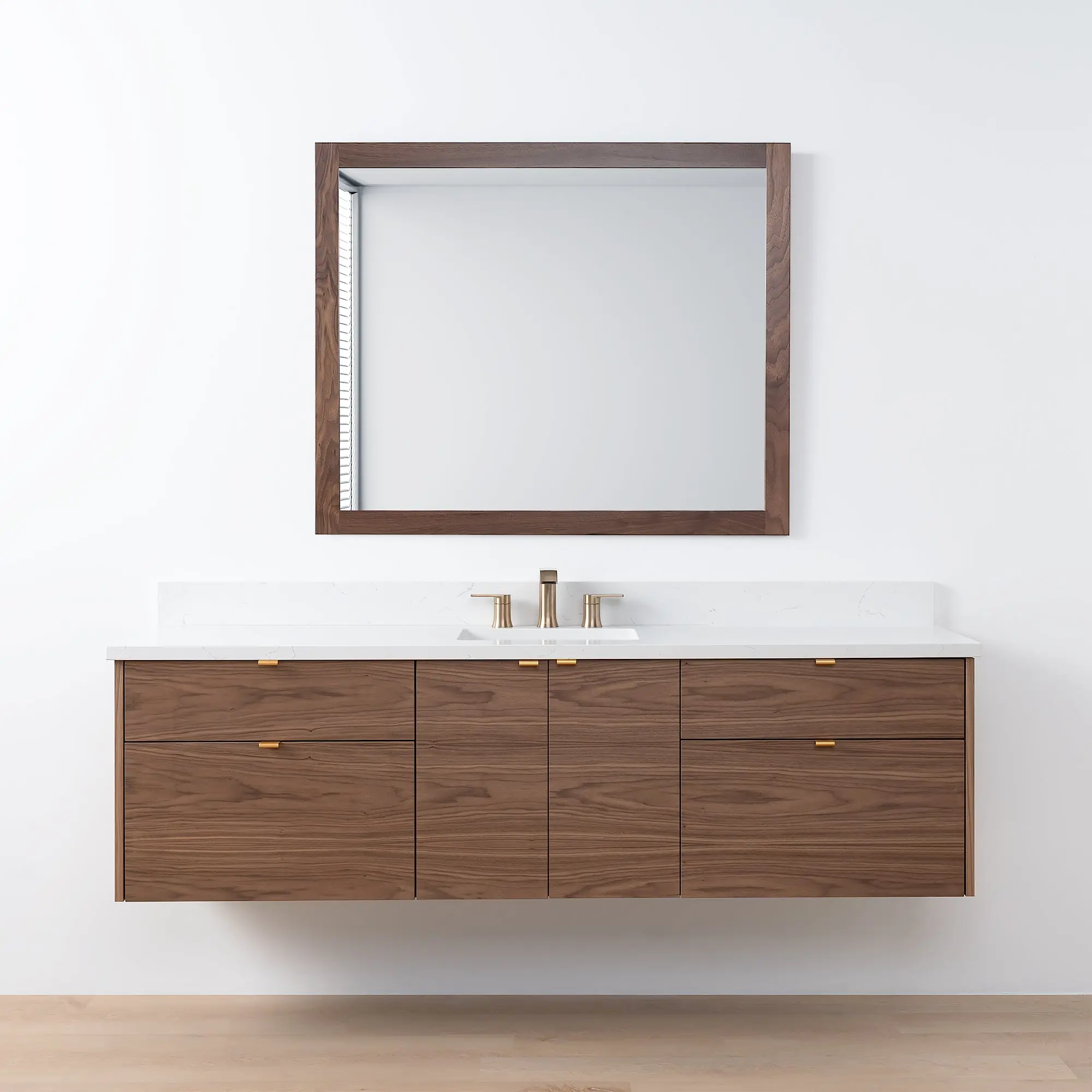 Austin SLIM 72" Wall Mount American Black Walnut Bathroom Vanity - Image 13