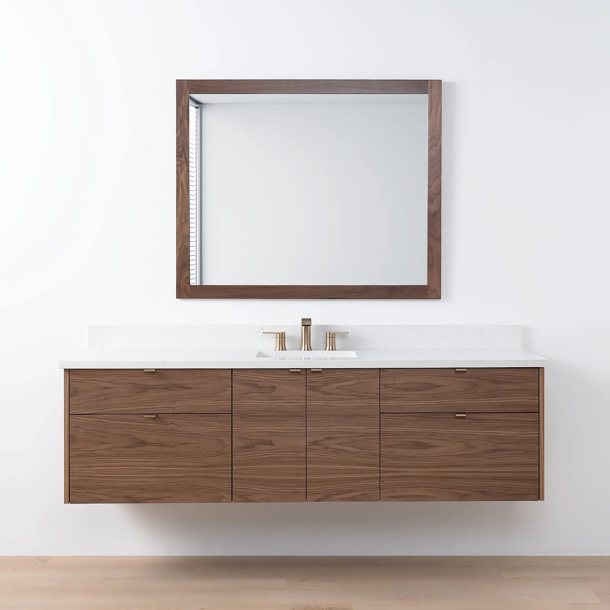 Austin SLIM 72" Wall Mount American Black Walnut Bathroom Vanity - Image 15