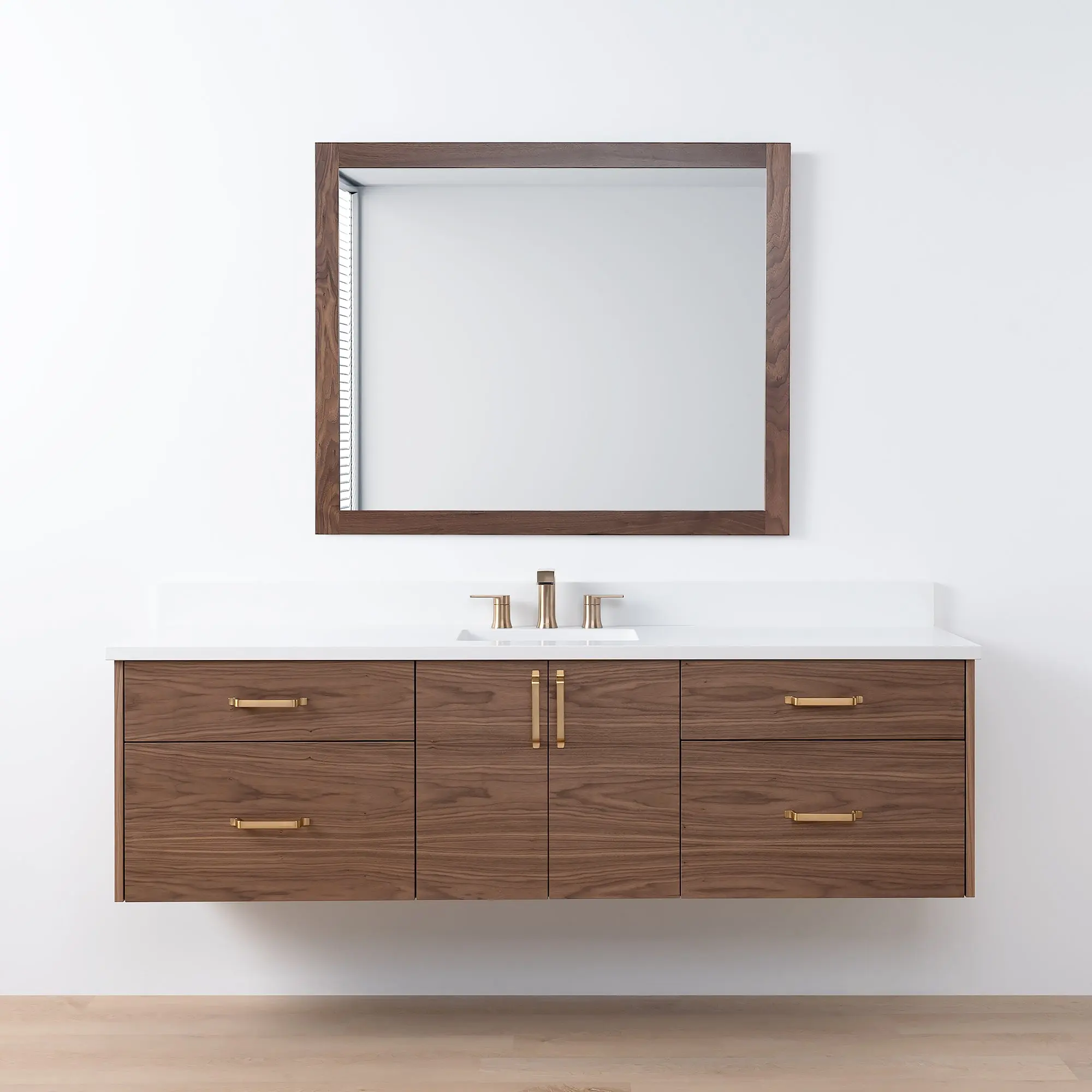 Austin SLIM 72" Wall Mount American Black Walnut Bathroom Vanity - Image 16