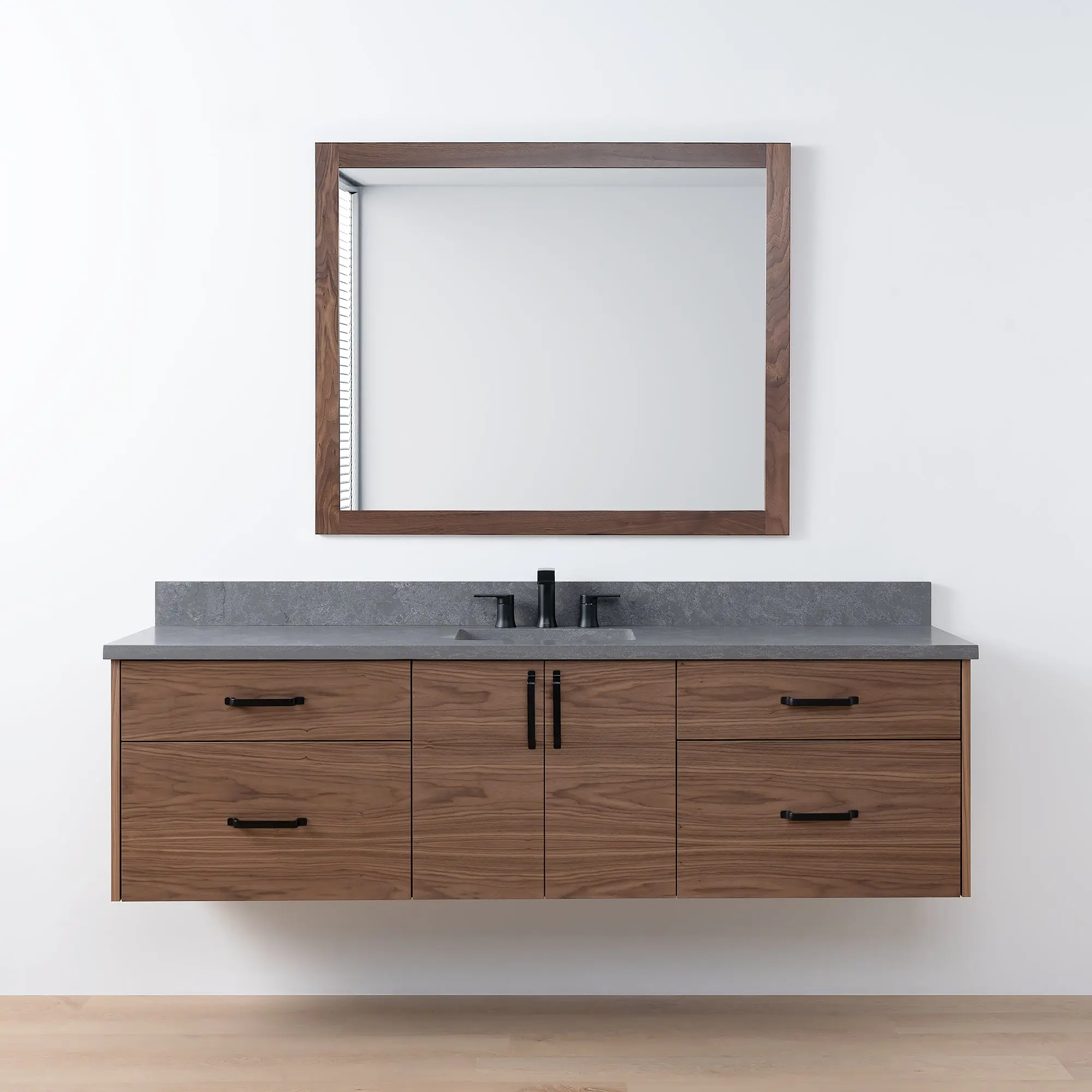Austin SLIM 72" Wall Mount American Black Walnut Bathroom Vanity - Image 17