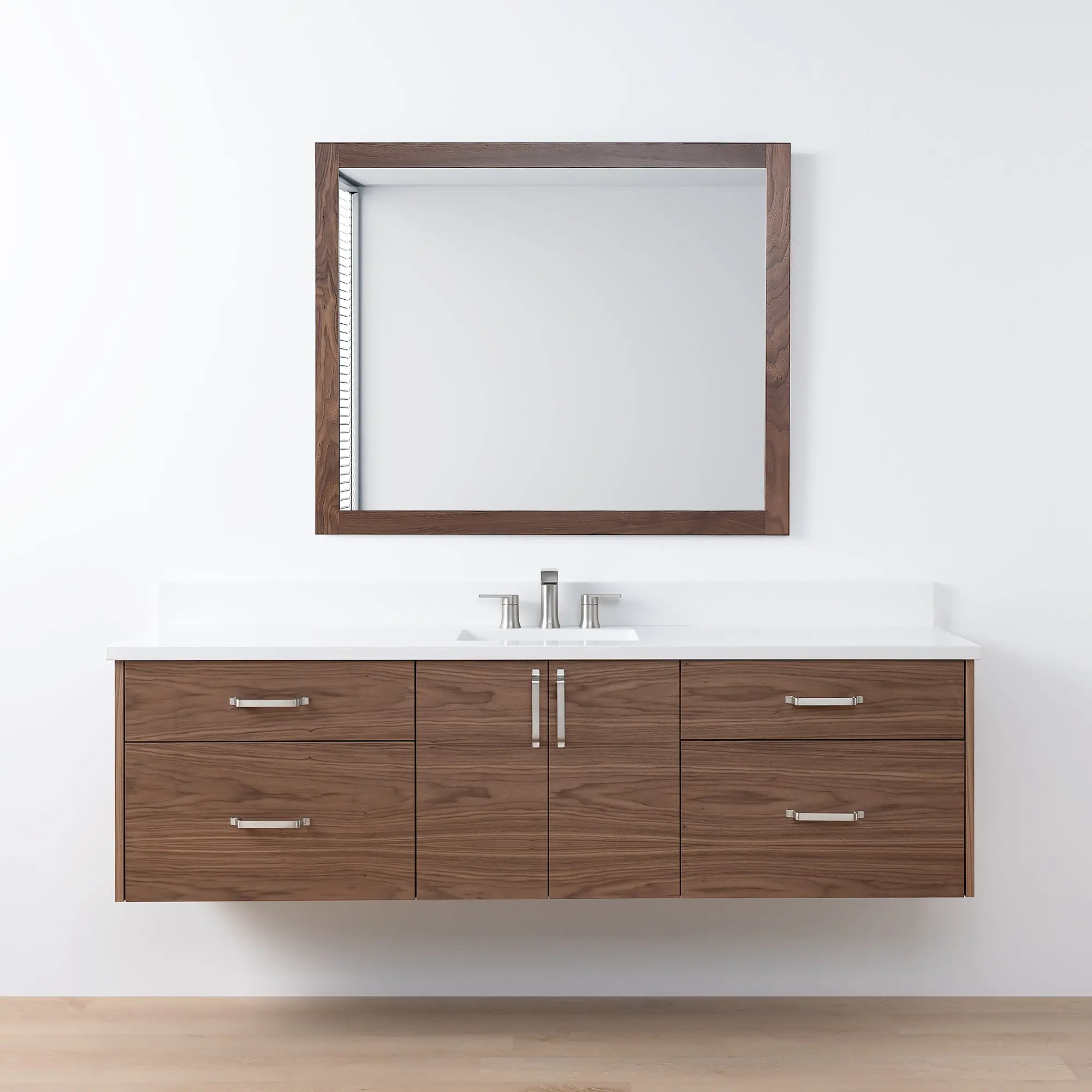 Austin SLIM 72" Wall Mount American Black Walnut Bathroom Vanity - Image 18