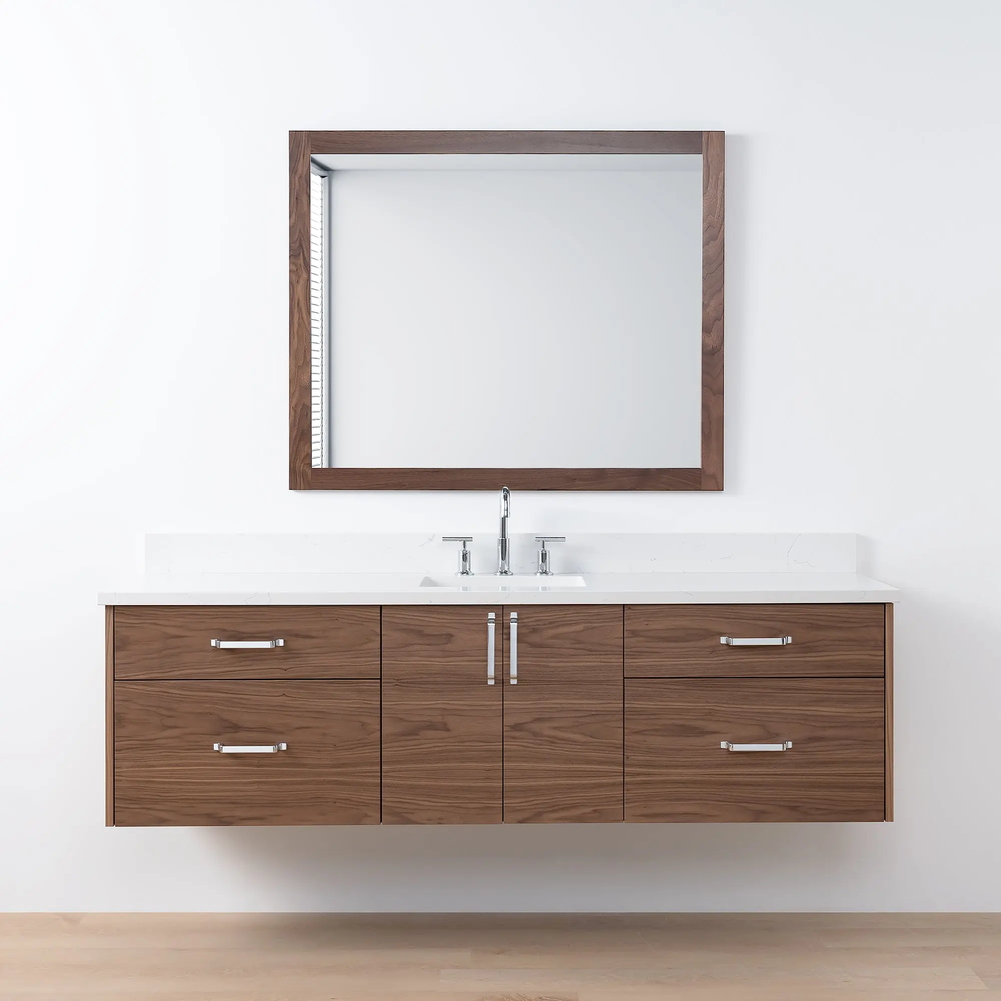 Austin SLIM 72" Wall Mount American Black Walnut Bathroom Vanity - Image 19
