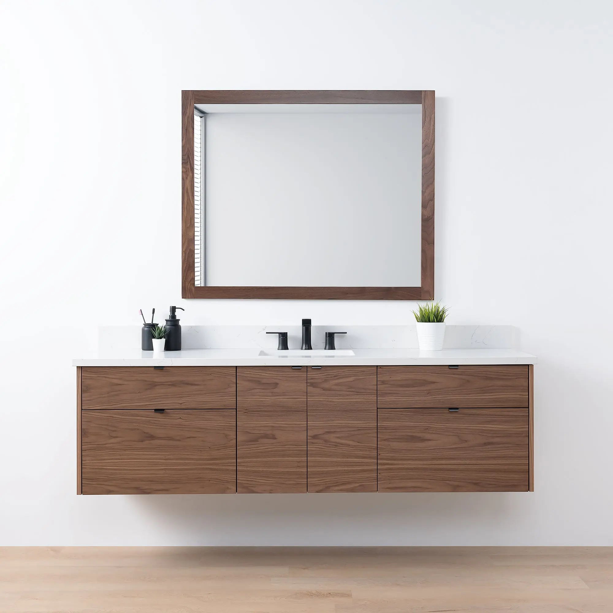 Austin SLIM 72" Wall Mount American Black Walnut Bathroom Vanity - Image 2