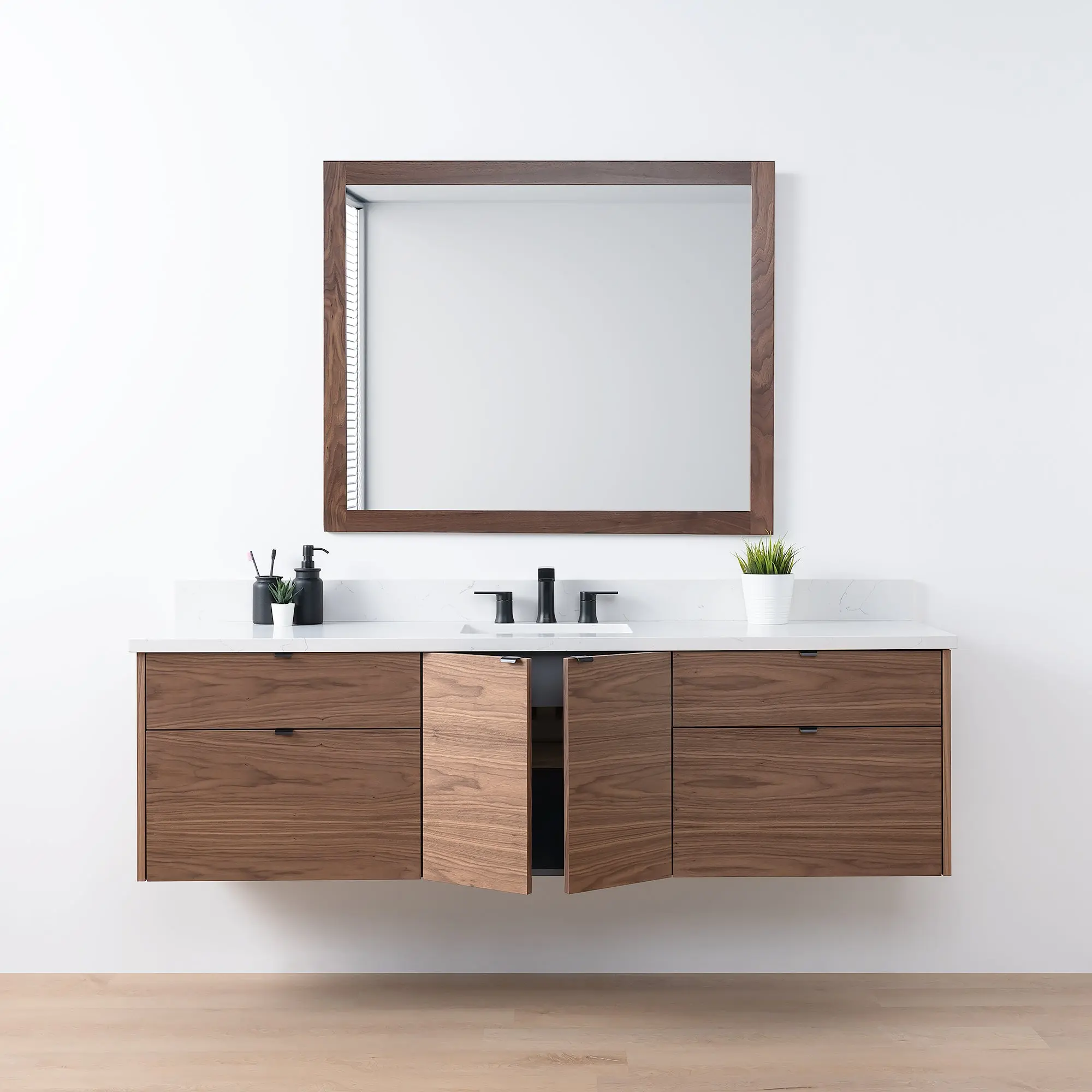 Austin SLIM 72" Wall Mount American Black Walnut Bathroom Vanity - Image 3