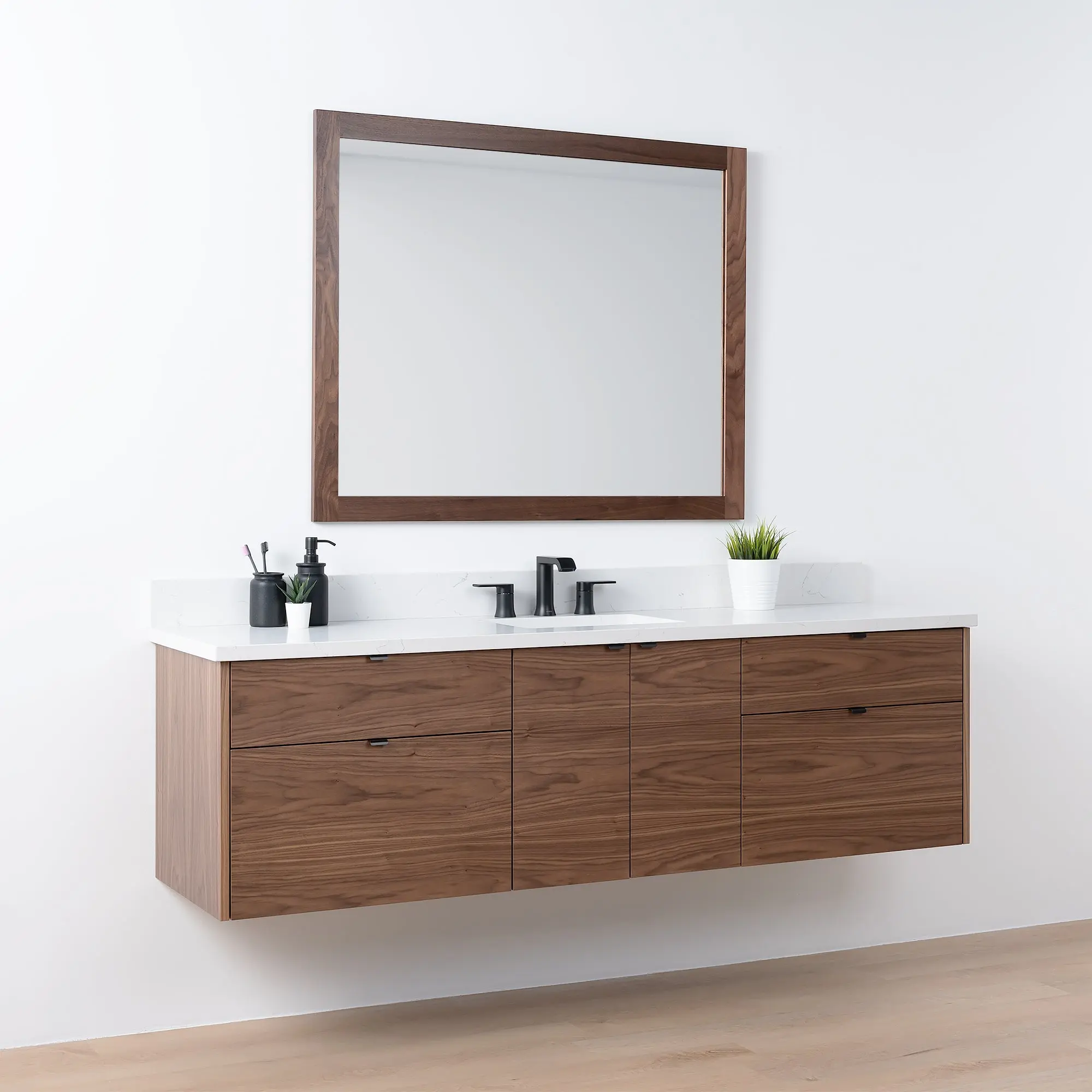 Austin SLIM 72" Wall Mount American Black Walnut Bathroom Vanity - Image 5