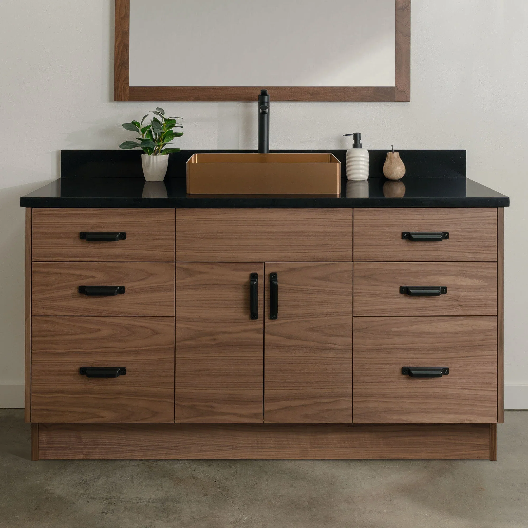 Austin Stainless SLIM 60" American Black Walnut Bathroom Vanity - Image 27