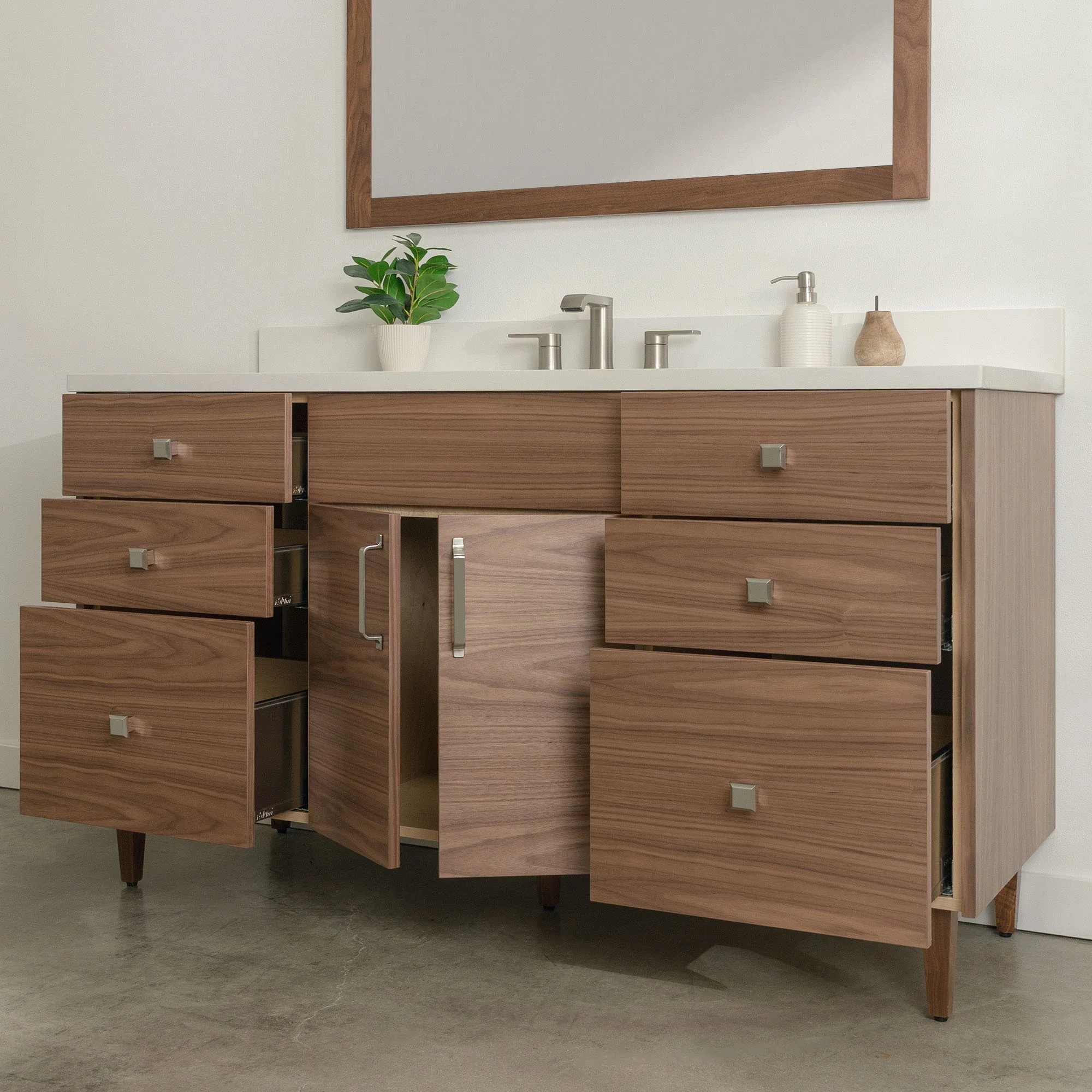 Austin Stainless SLIM 60" American Black Walnut Bathroom Vanity - Image 5