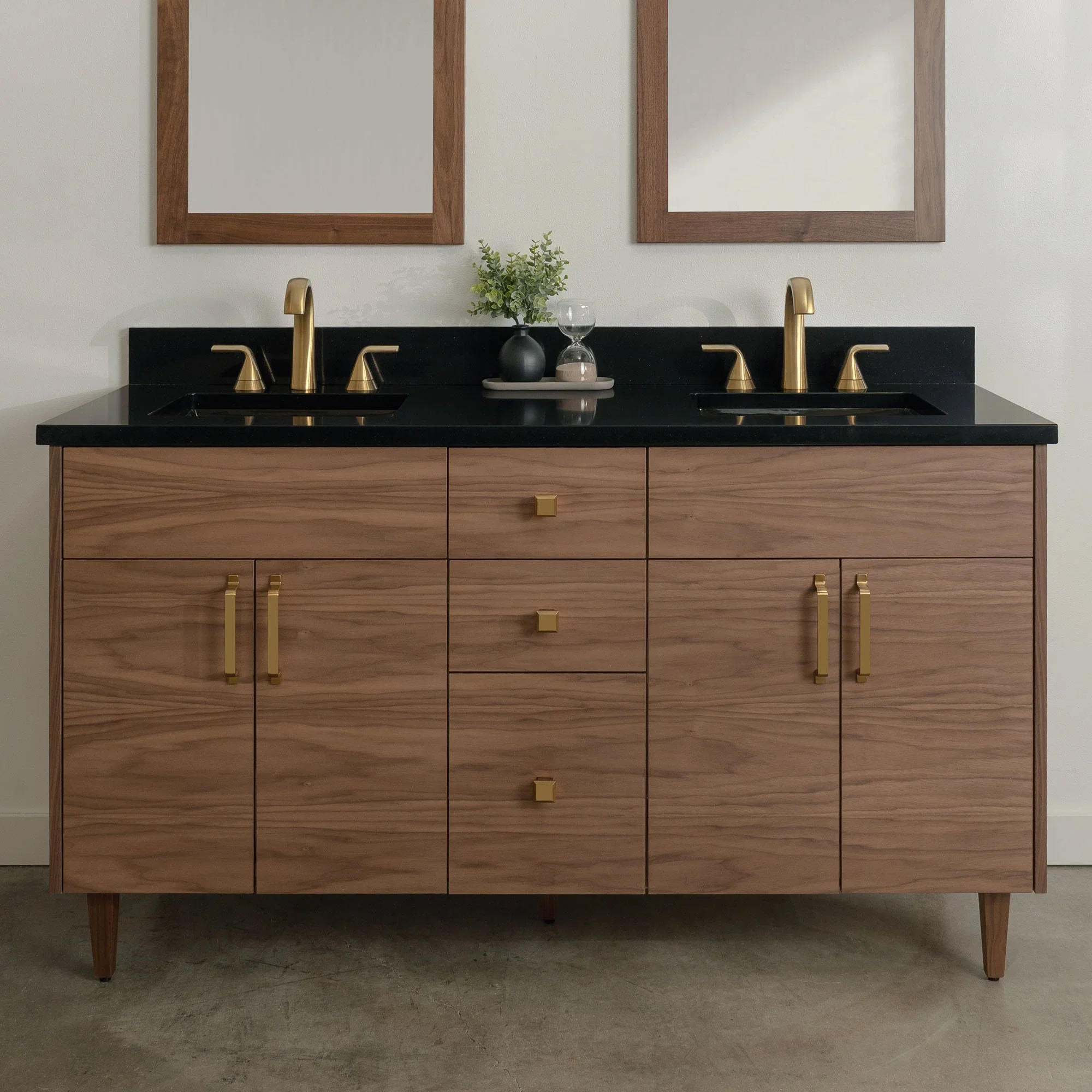 Austin Stainless SLIM 60" American Black Walnut Bathroom Vanity, Double Sink - Image 16
