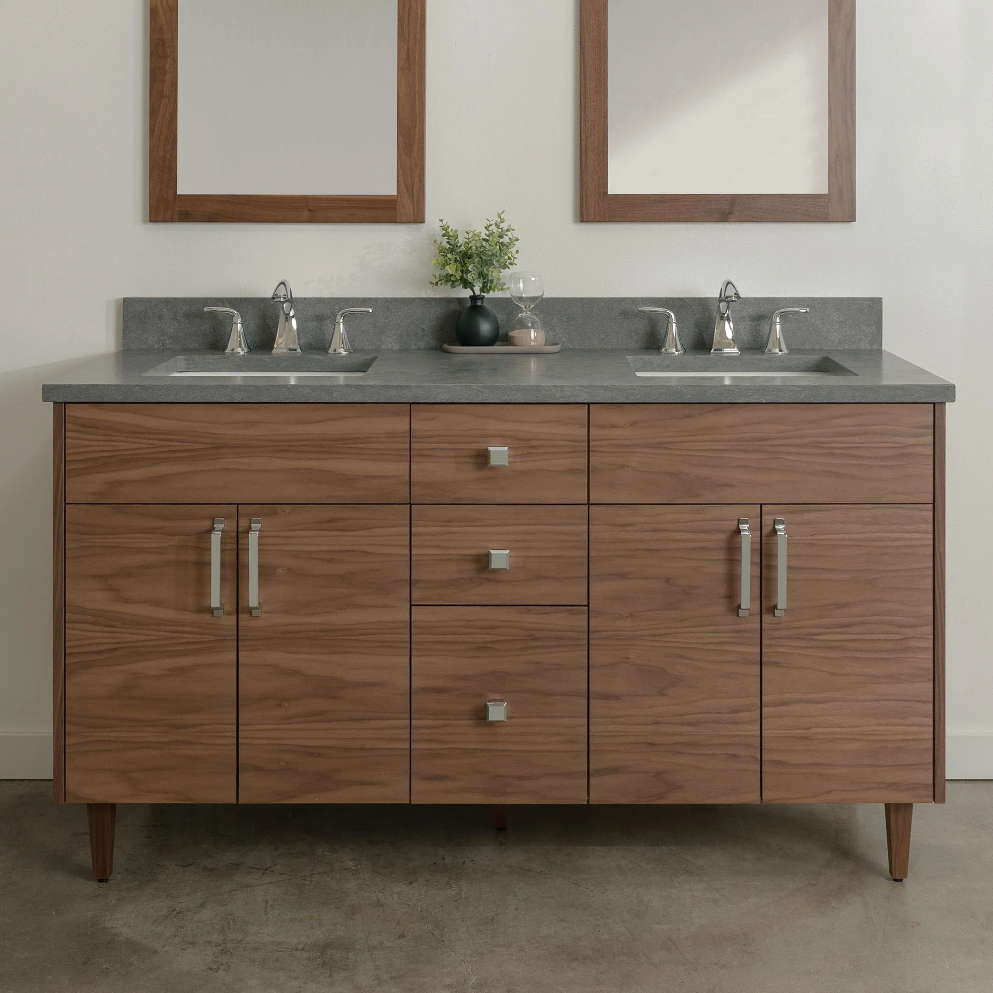 Austin Stainless SLIM 60" American Black Walnut Bathroom Vanity, Double Sink - Image 18