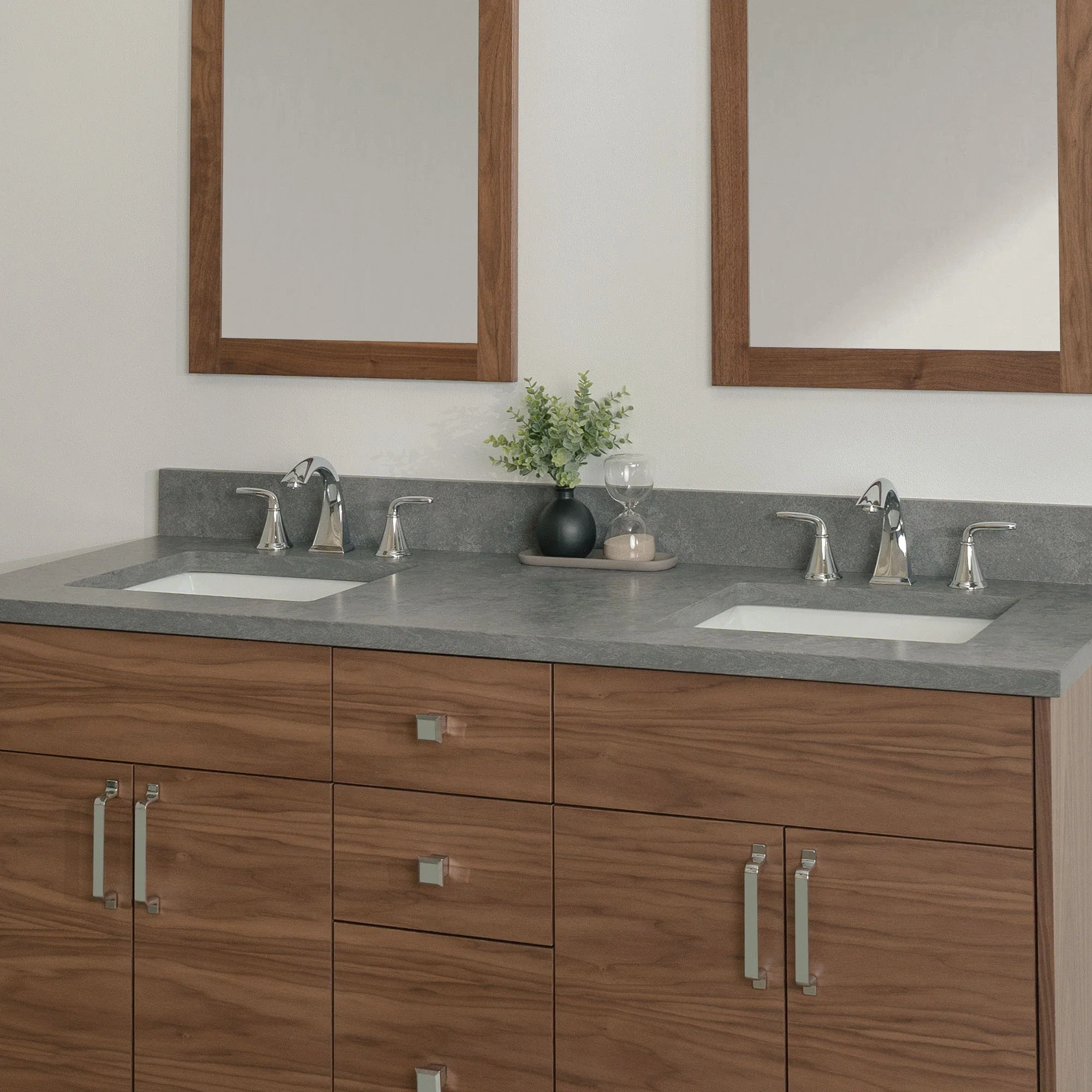 Austin Stainless SLIM 60" American Black Walnut Bathroom Vanity, Double Sink - Image 19