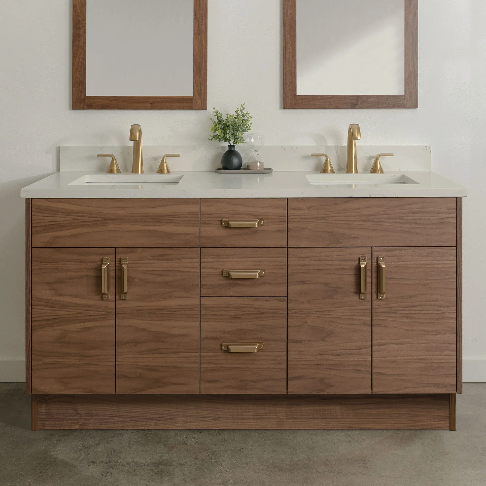 Austin Stainless SLIM 60" American Black Walnut Bathroom Vanity, Double Sink - Image 23
