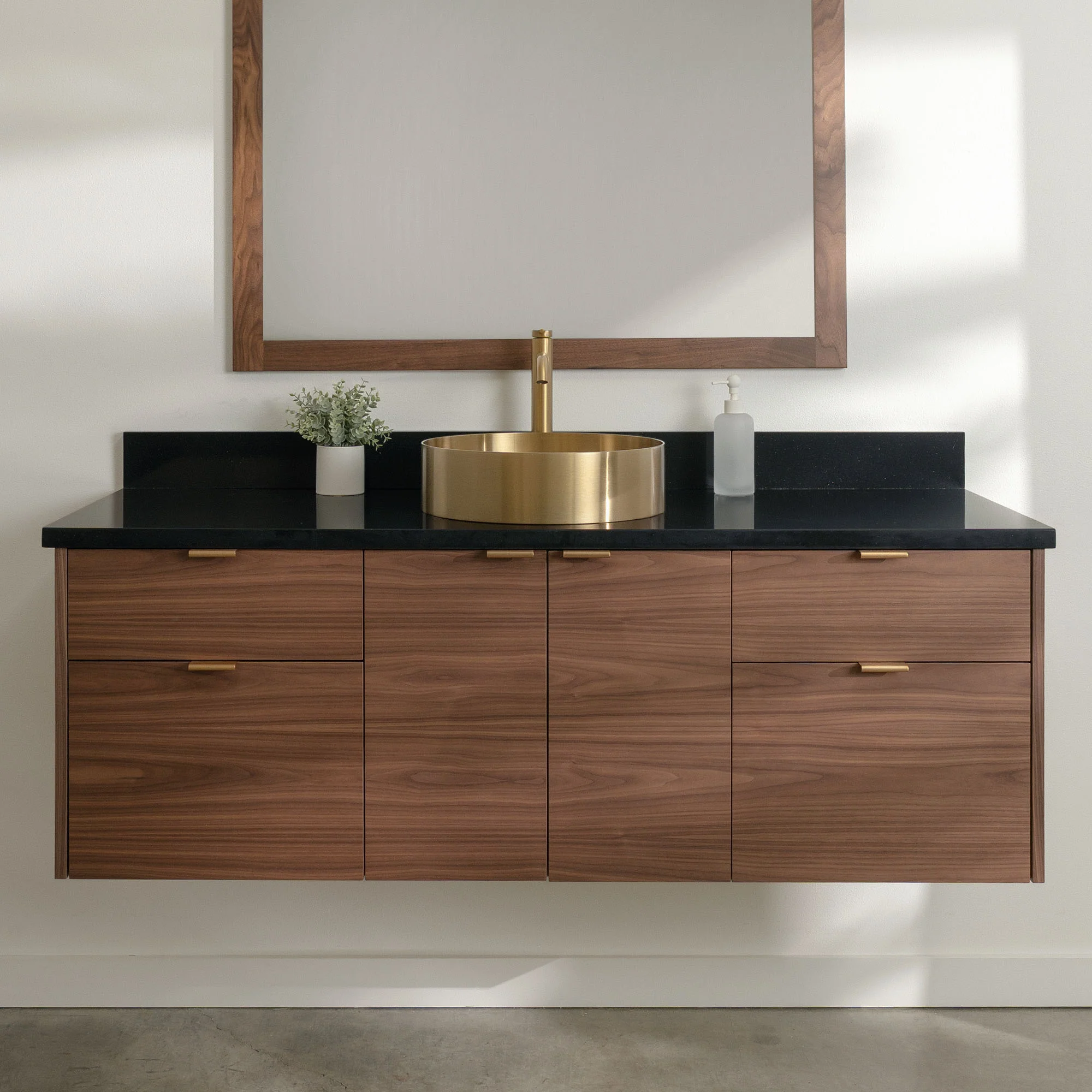 Austin Stainless 60" Wall Mount American Black Walnut Bathroom Vanity - Image 12