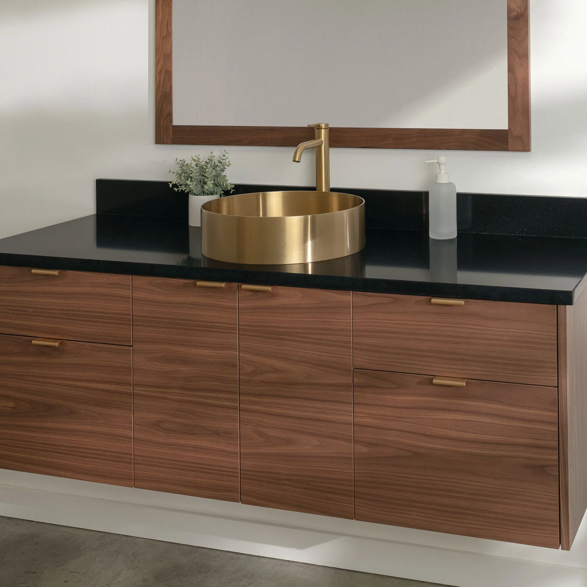 Austin Stainless 60" Wall Mount American Black Walnut Bathroom Vanity - Image 13