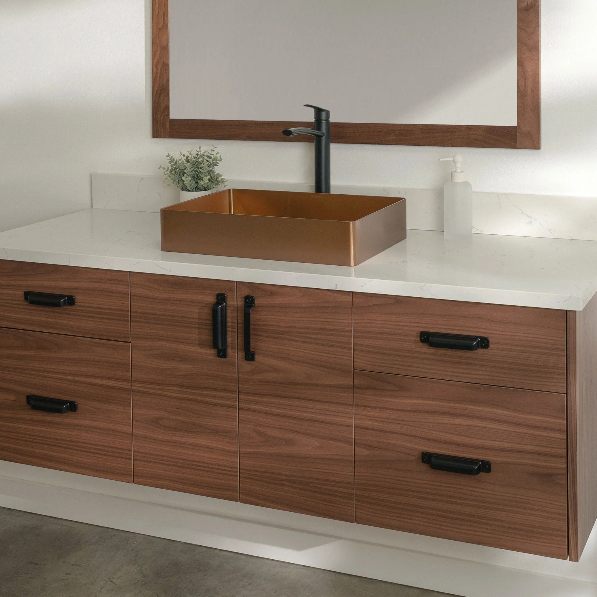 Austin Stainless 60" Wall Mount American Black Walnut Bathroom Vanity - Image 17