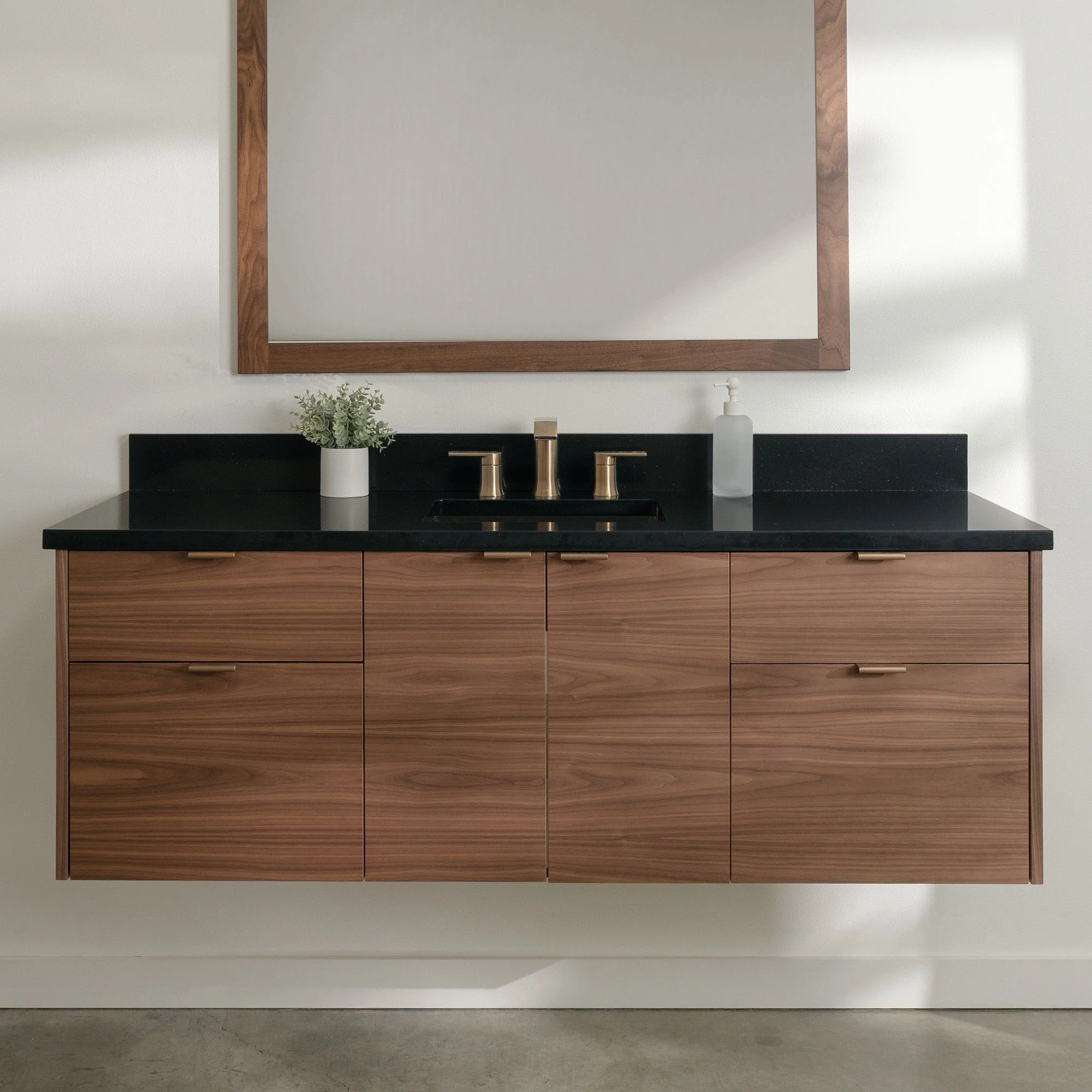 Austin Stainless 60" Wall Mount American Black Walnut Bathroom Vanity - Image 18
