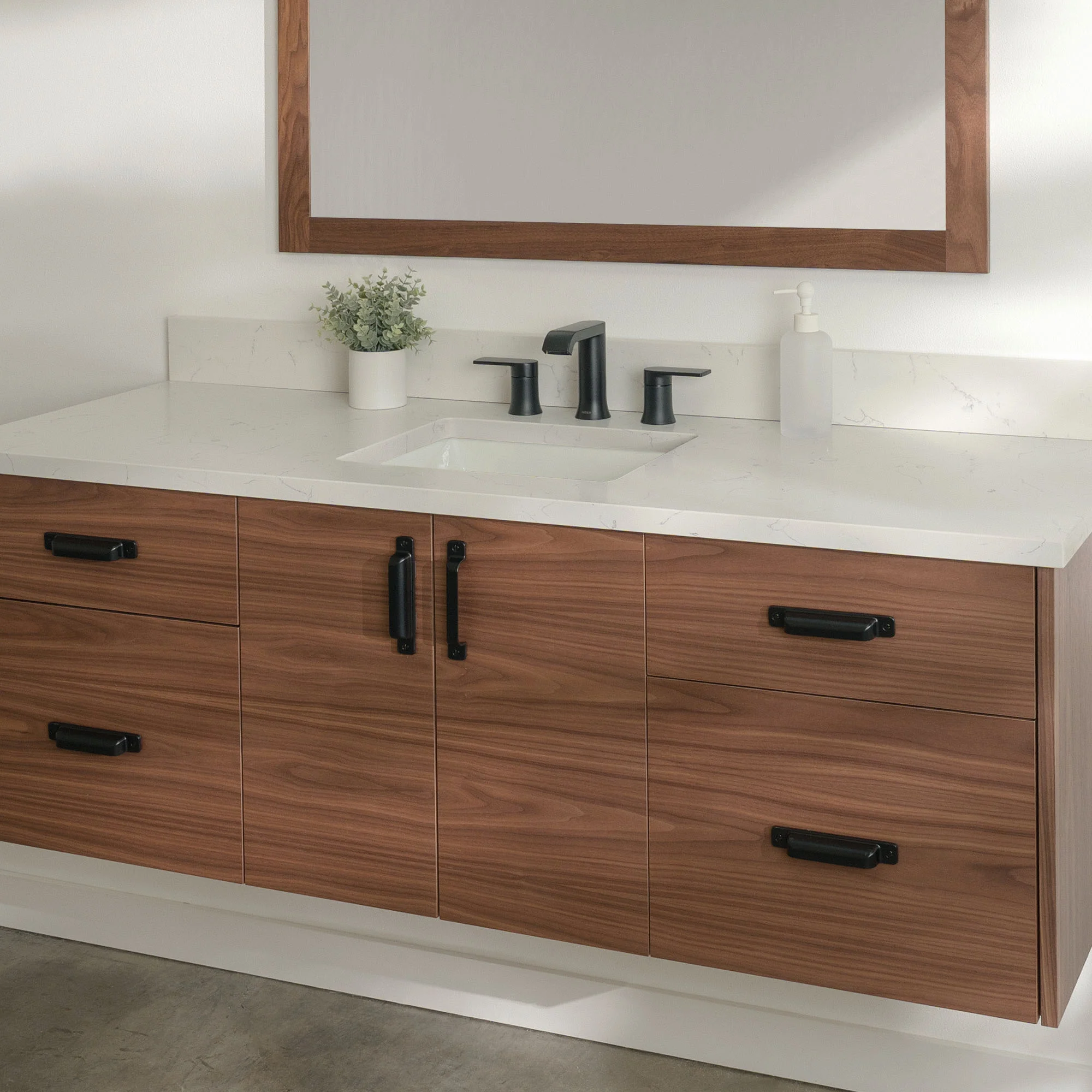 Austin Stainless 60" Wall Mount American Black Walnut Bathroom Vanity - Image 23