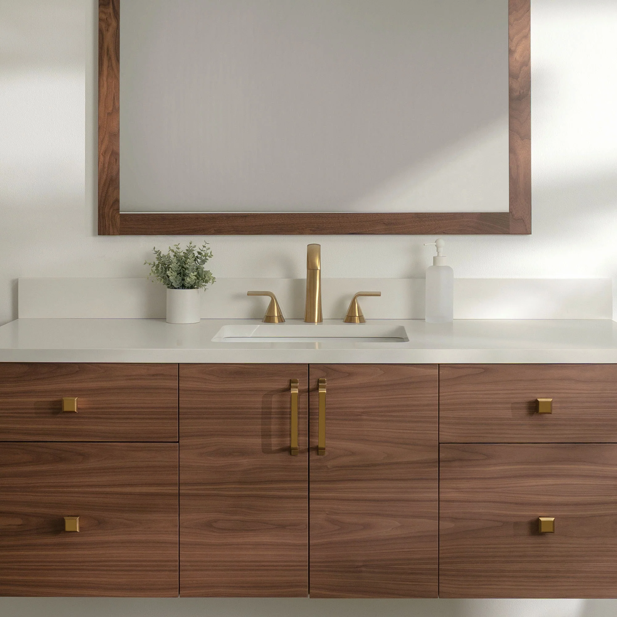 Austin Stainless 60" Wall Mount American Black Walnut Bathroom Vanity - Image 5