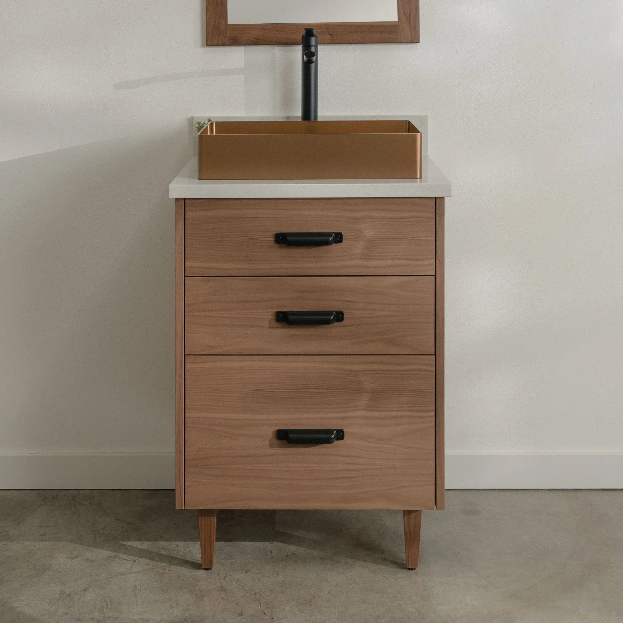 Austin Stainless 24" American Black Walnut Bathroom Vanity - All Drawers - Image 12
