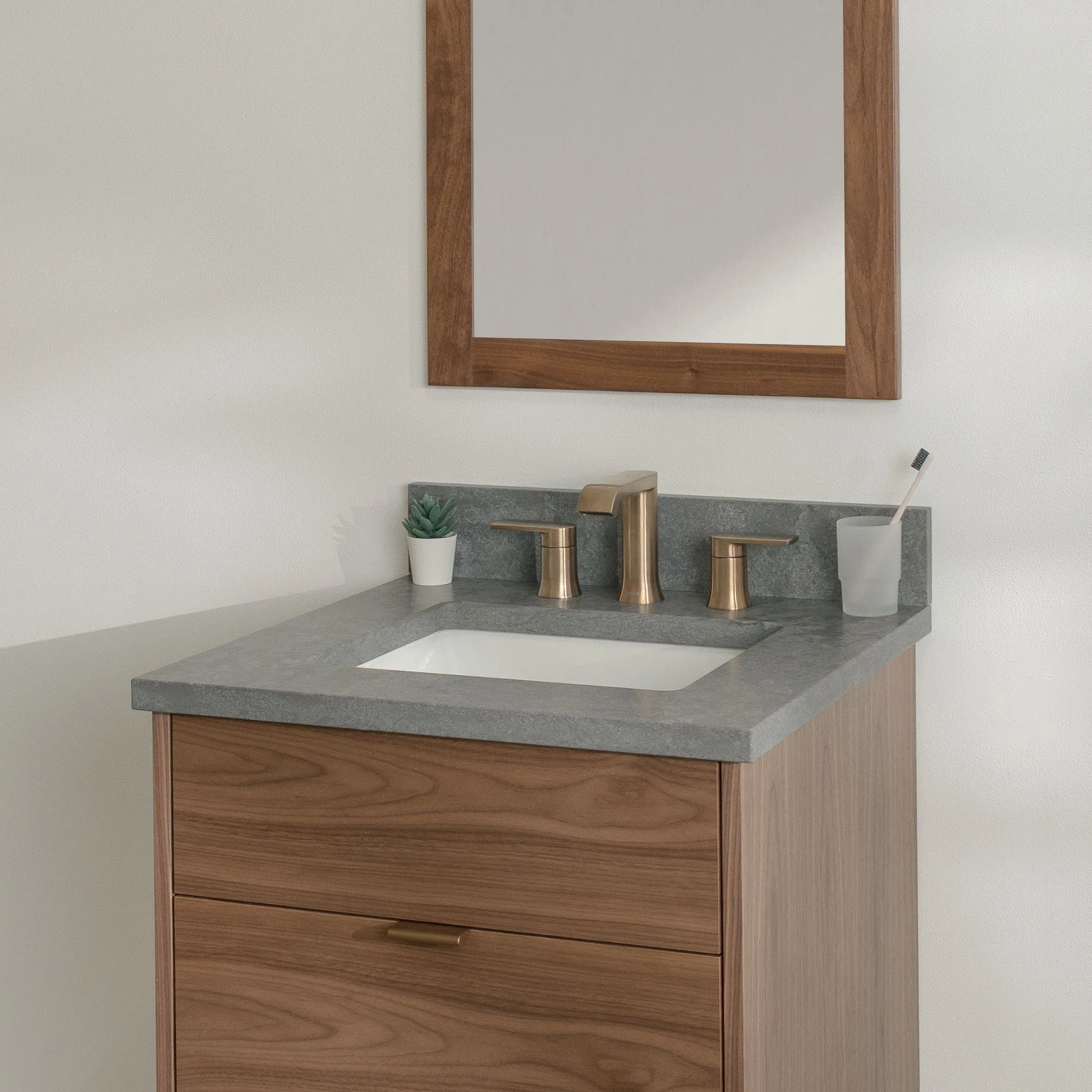 Austin Stainless 24" Wall Mount American Black Walnut Bathroom Vanity - All Drawers - Image 21