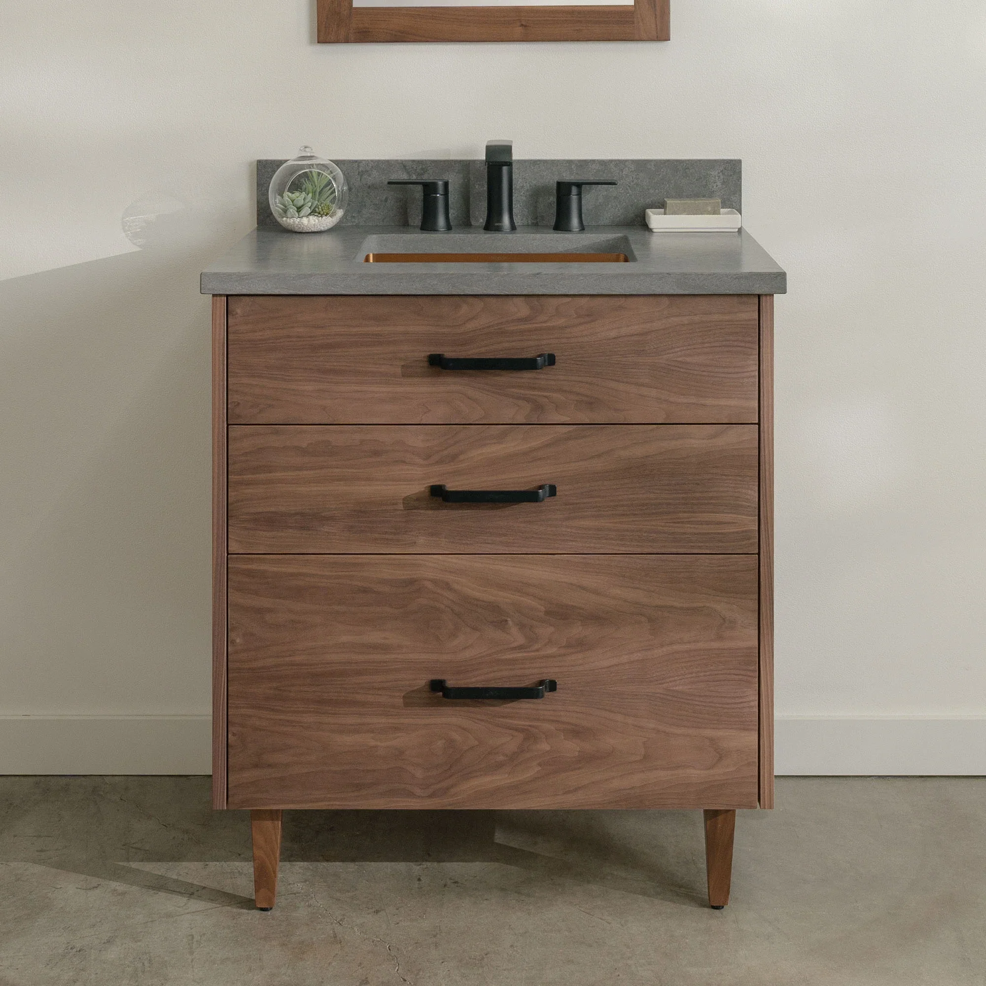 Austin Stainless 30" American Black Walnut Bathroom Vanity - All Drawers - Image 20
