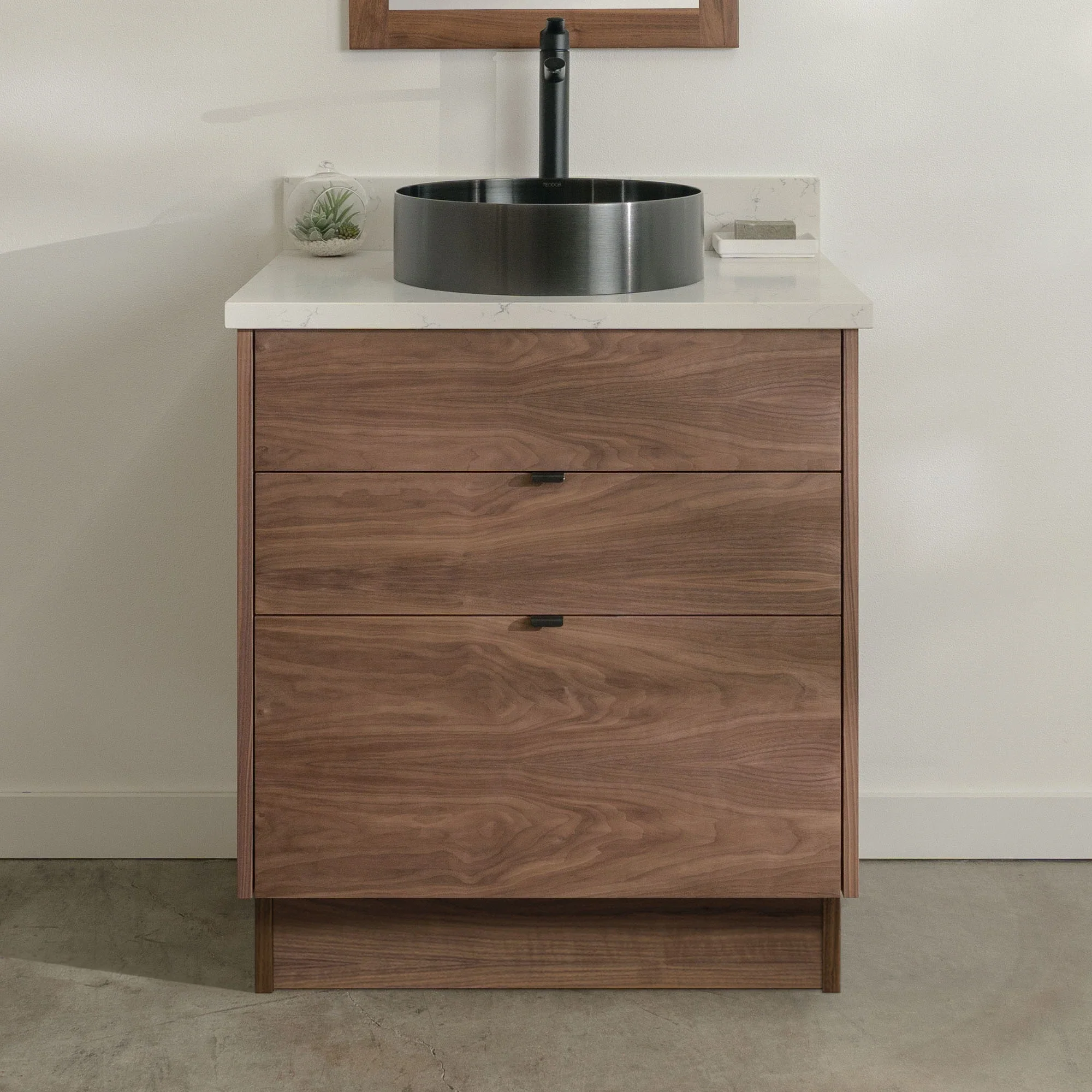 Austin Stainless 30" American Black Walnut Bathroom Vanity - All Drawers - Image 25