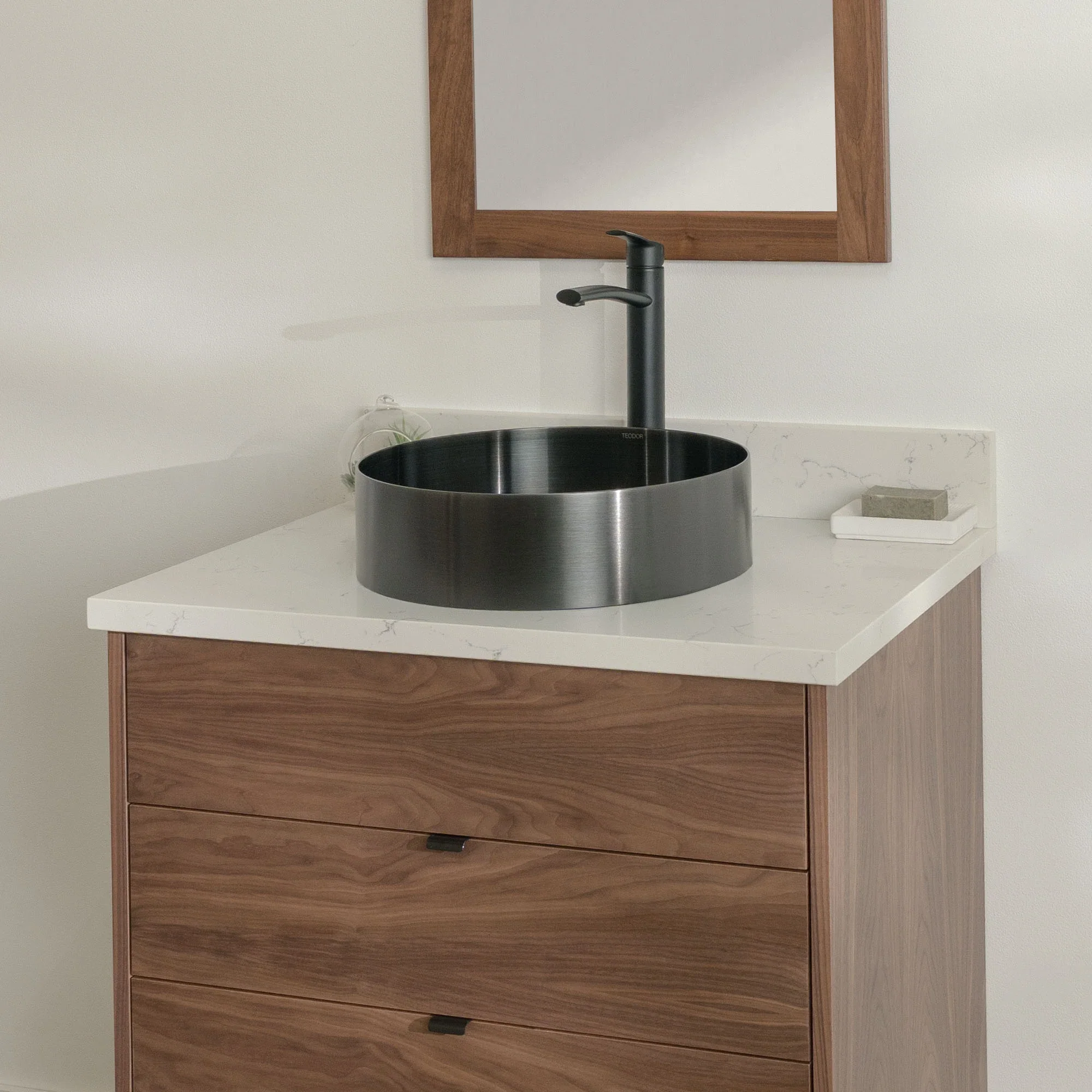 Austin Stainless 30" American Black Walnut Bathroom Vanity - All Drawers - Image 26