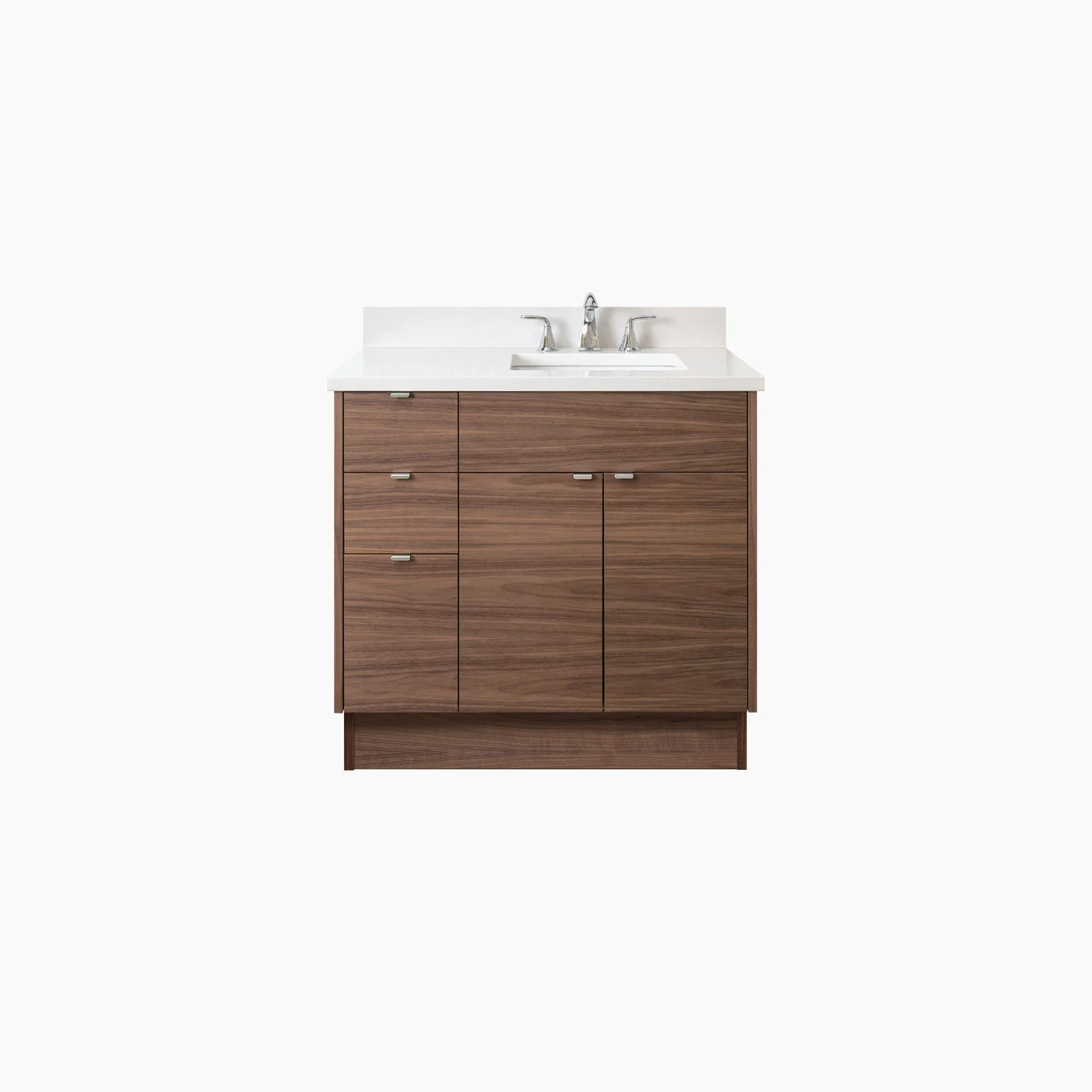 Austin Stainless SLIM 36" American Black Walnut Bathroom Vanity, Right Sink - Image 24