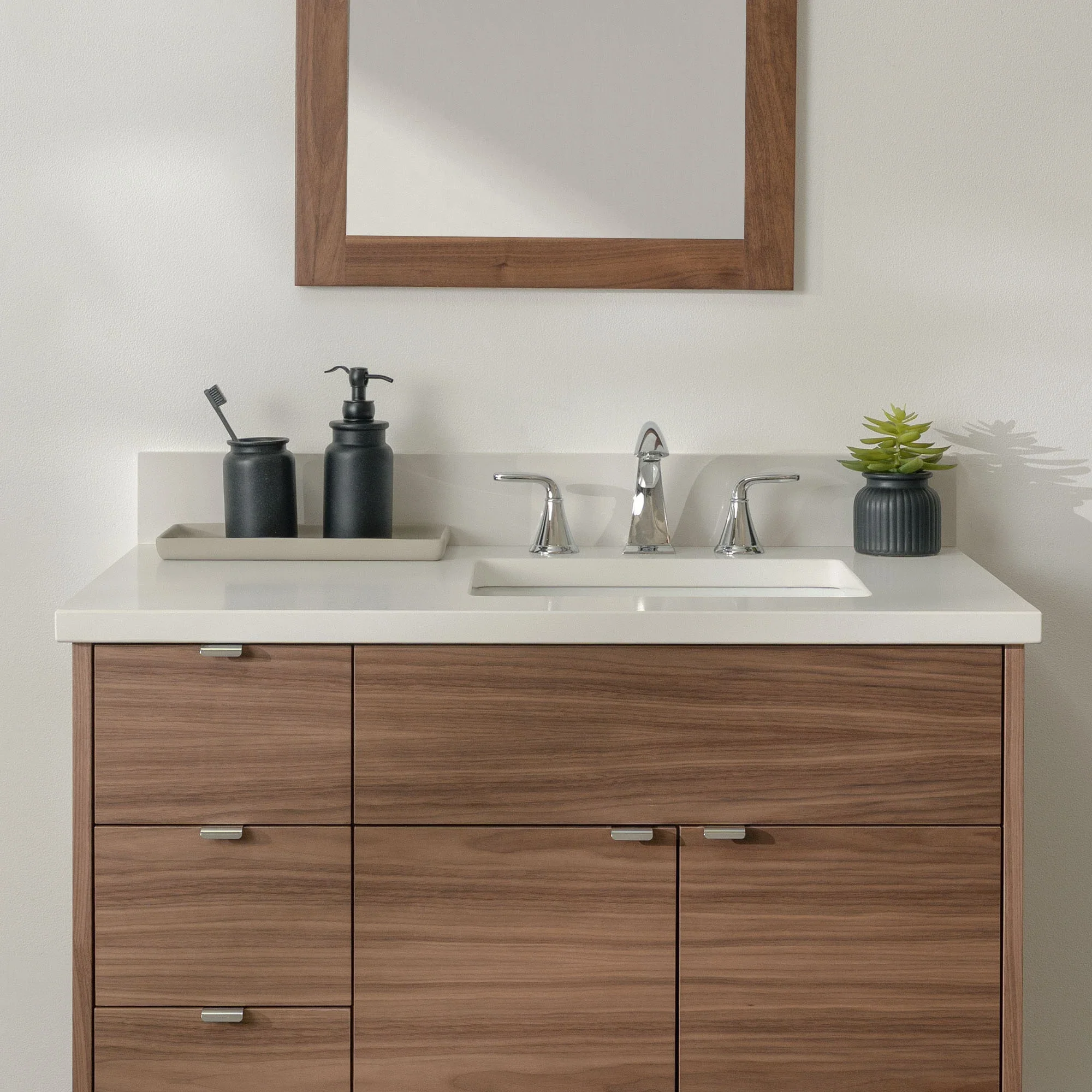 Austin Stainless SLIM 36" American Black Walnut Bathroom Vanity, Right Sink - Image 3