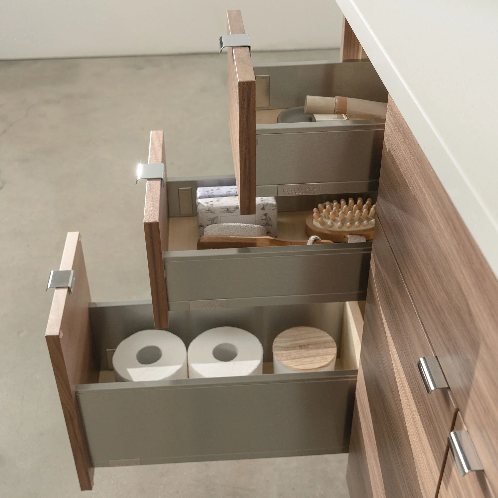 Austin Stainless SLIM 36" American Black Walnut Bathroom Vanity, Right Sink - Image 9
