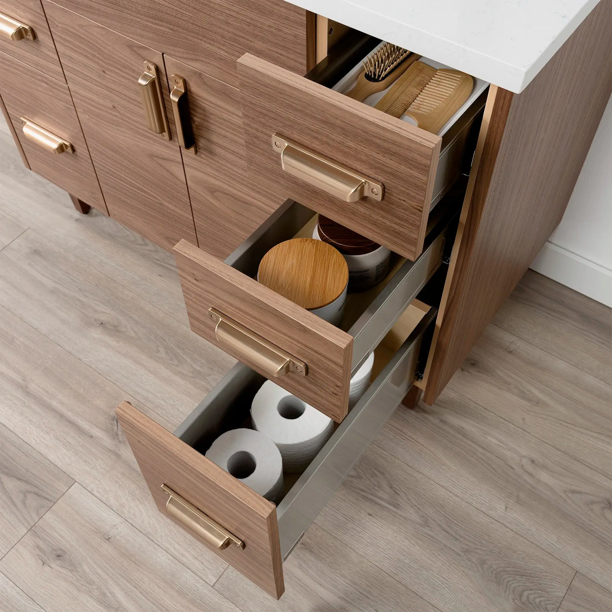 Austin Stainless 42" American Black Walnut Bathroom Vanity - Image 6