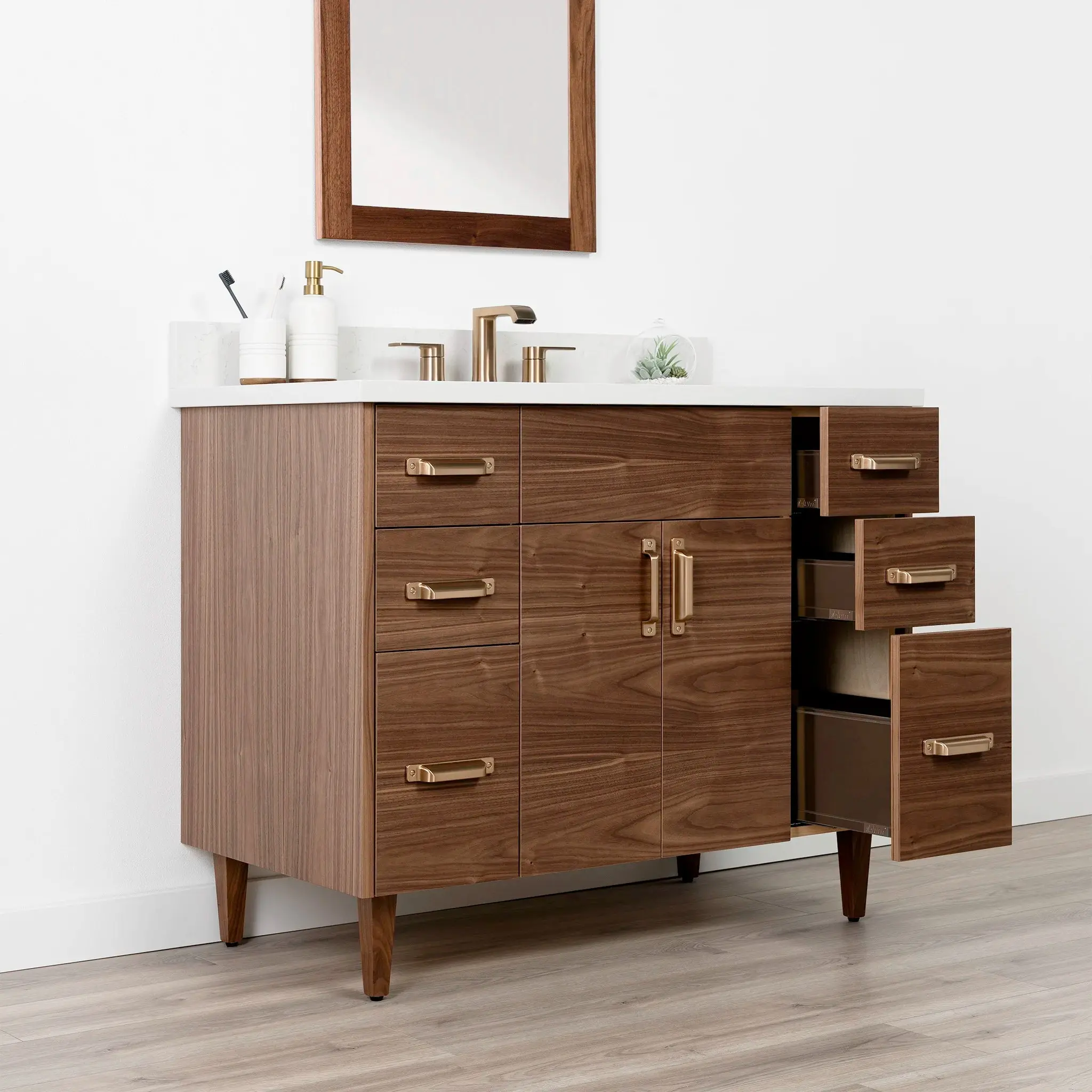 Austin Stainless 42" American Black Walnut Bathroom Vanity - Image 9
