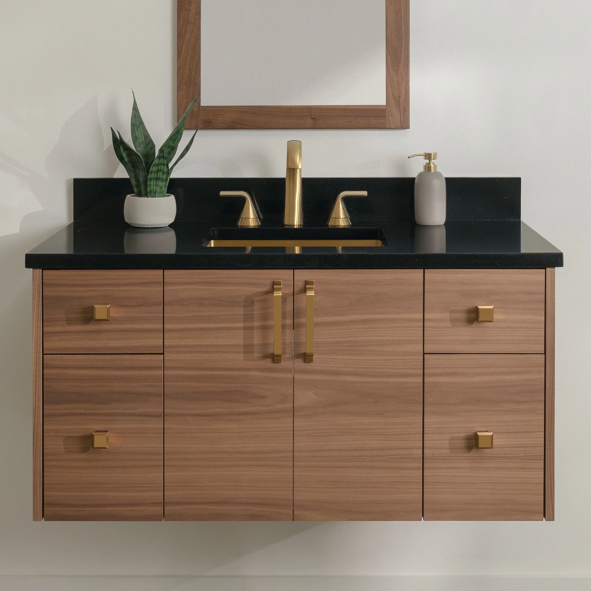 Austin Stainless 42" Wall Mount American Black Walnut Bathroom Vanity - Image 14