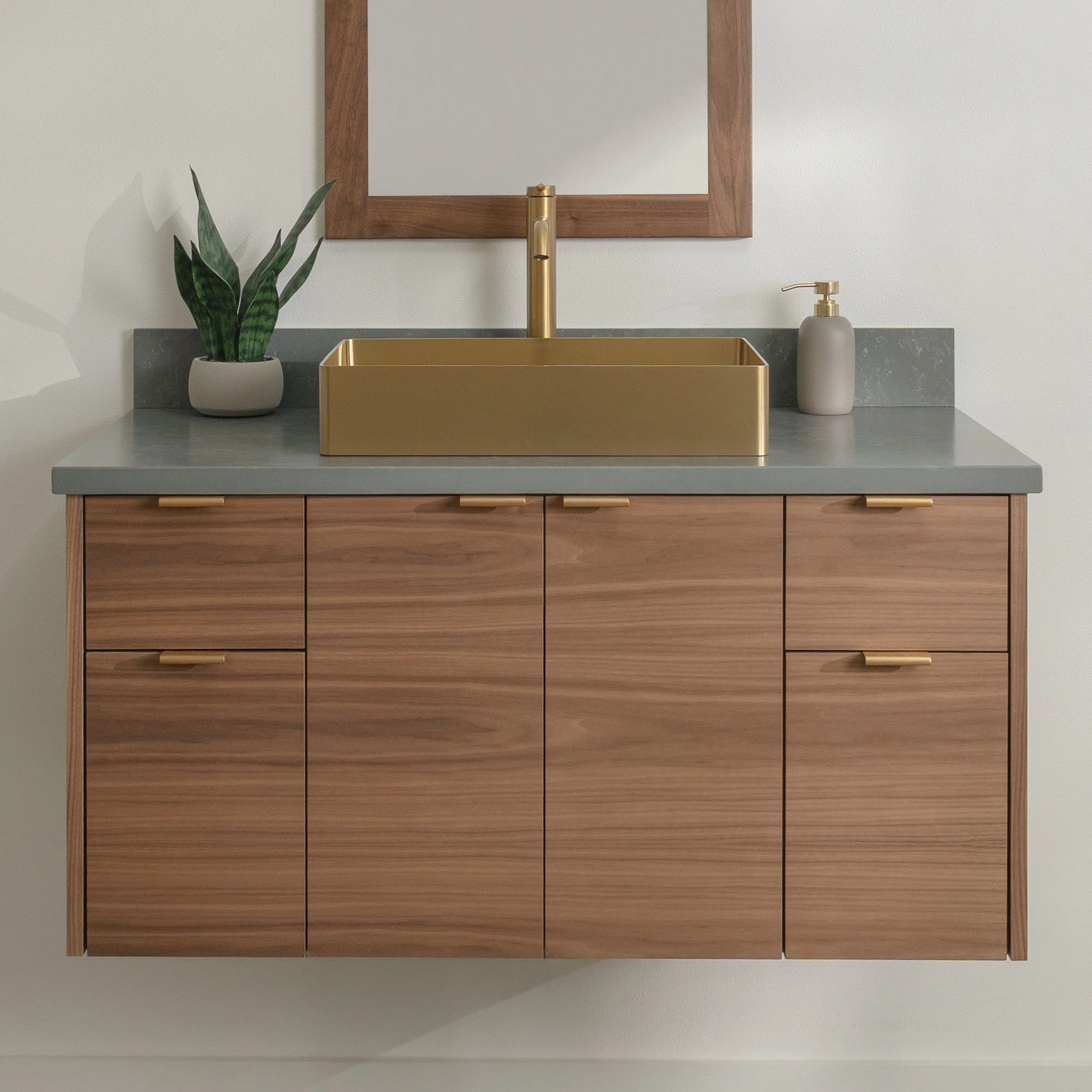 Austin Stainless 42" Wall Mount American Black Walnut Bathroom Vanity - Image 16