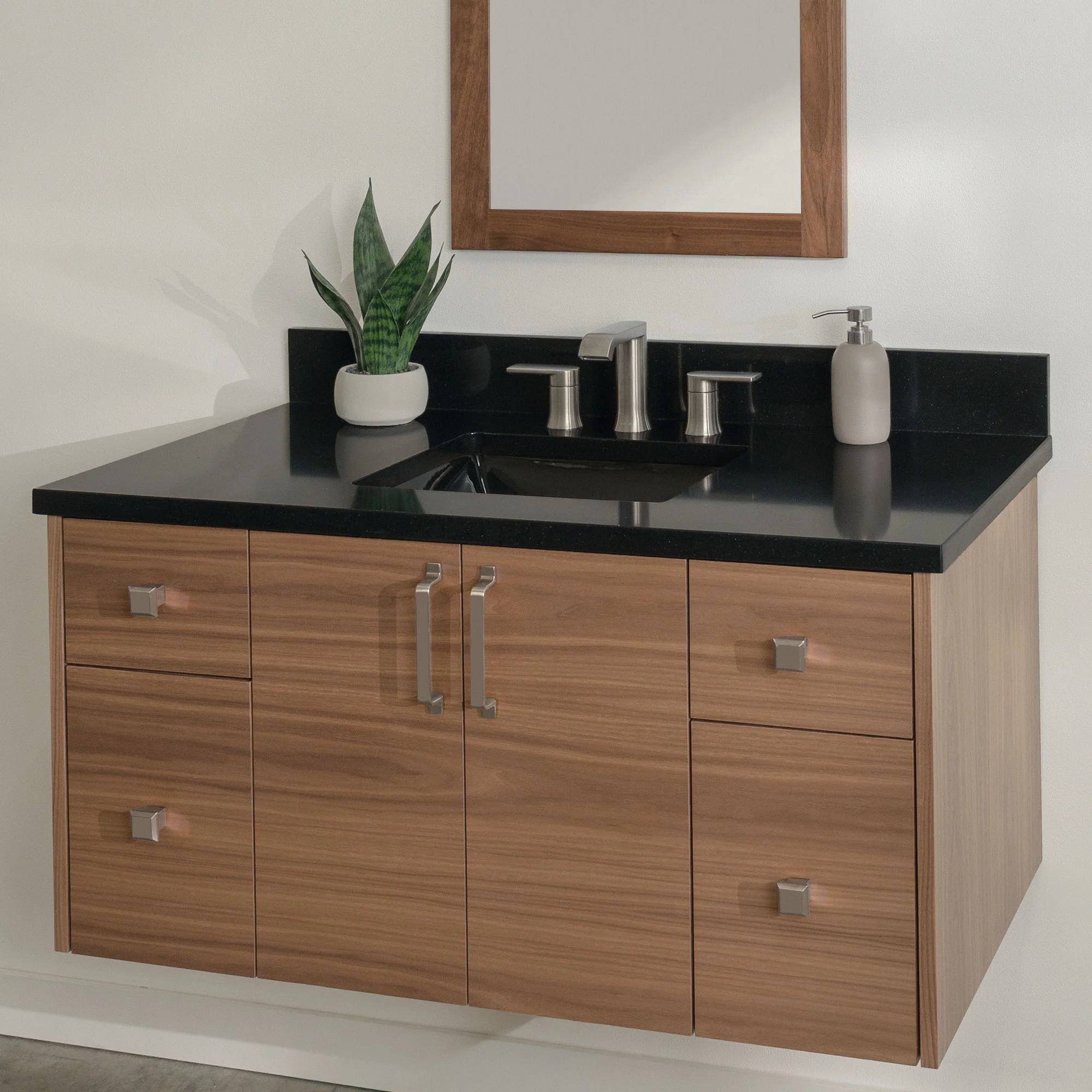 Austin Stainless 42" Wall Mount American Black Walnut Bathroom Vanity - Image 19